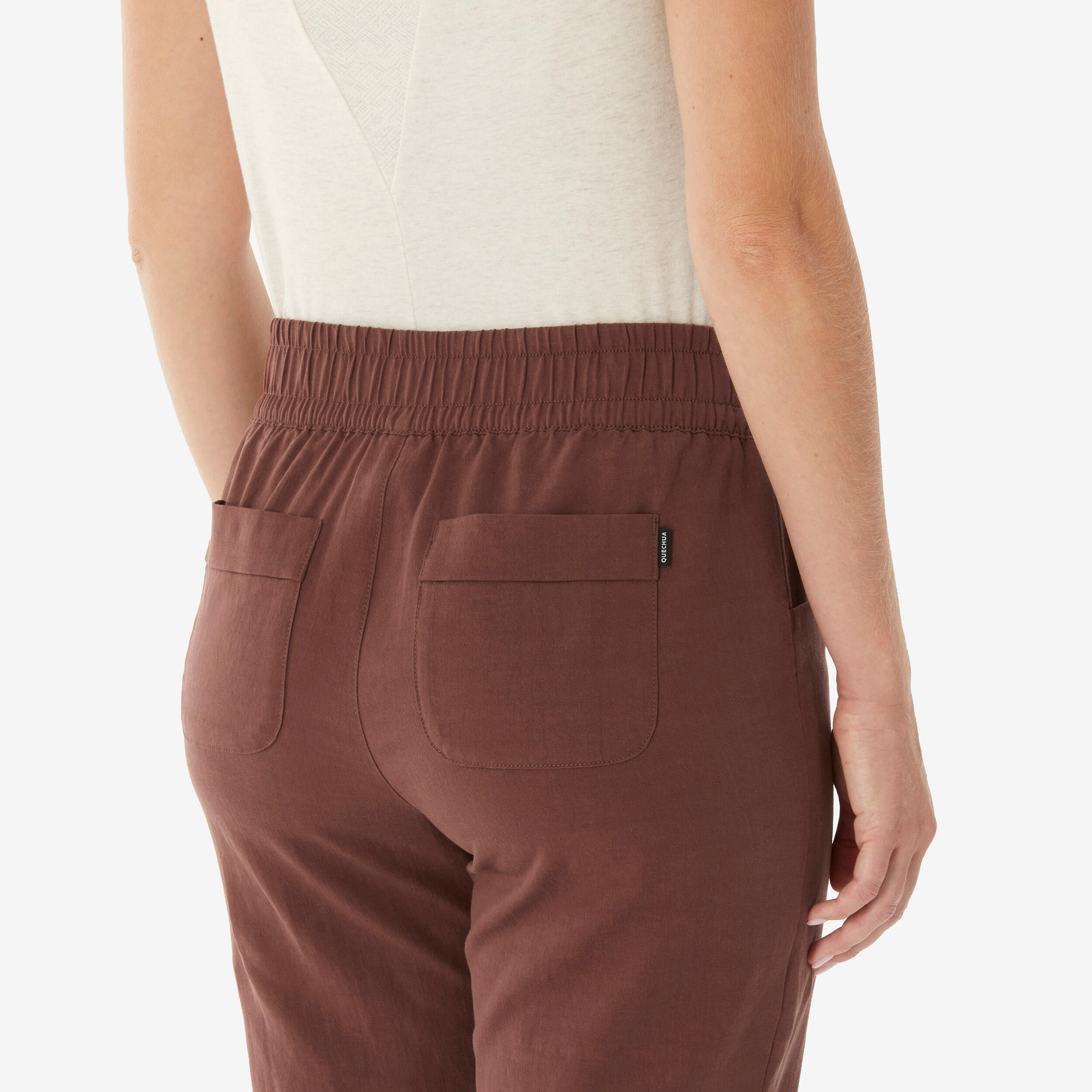 Pantalon de randonnée en lin femme, NH500 marron 6/7