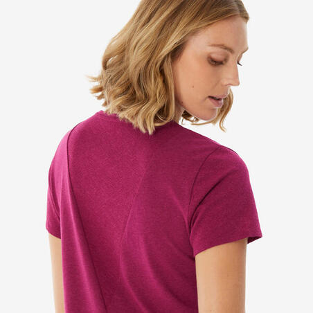Футболка жіноча NH500 для туризму темно-рожева
