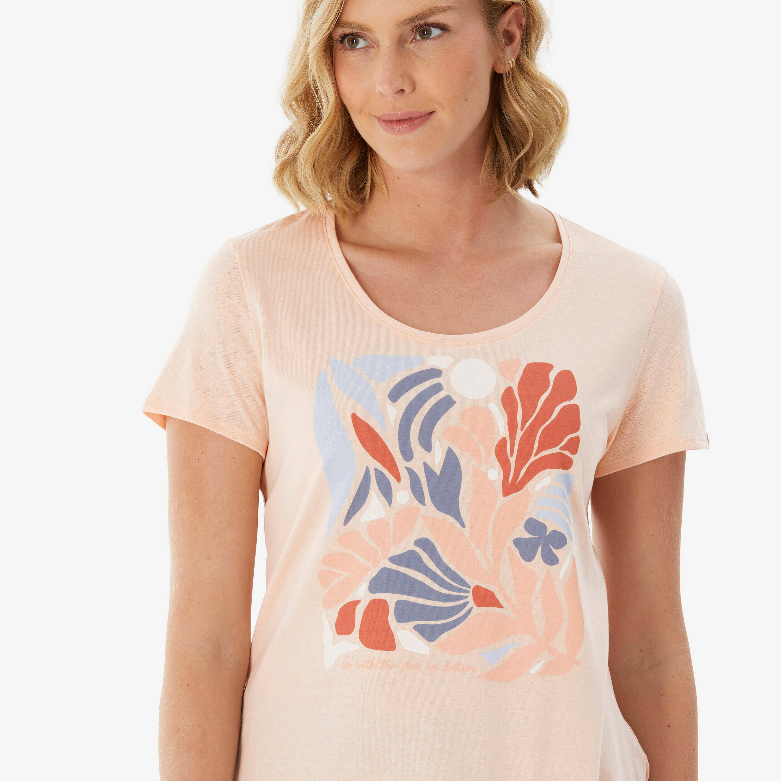Women’s hiking T-shirt, NH500 - Beige -  5