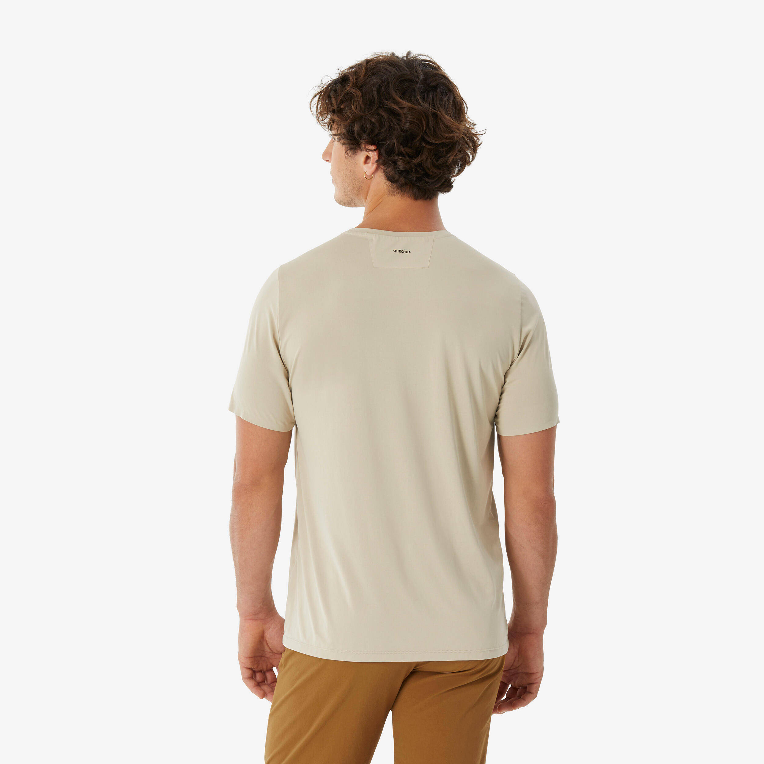 Men’s short-sleeved mountain hiking T-shirt, MH500 - Beige -  3