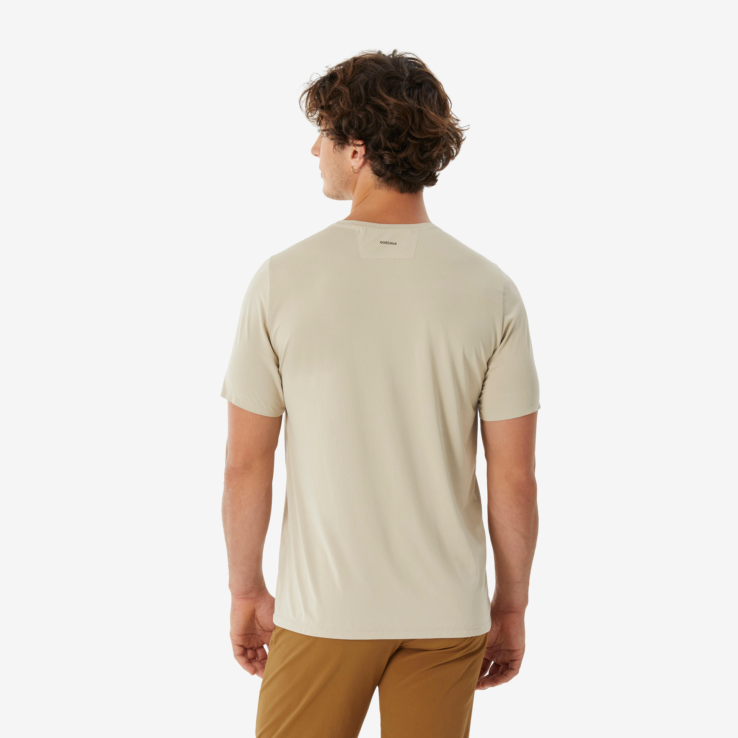 Men's short-sleeved mountain hiking T-shirt, MH500 - Beige