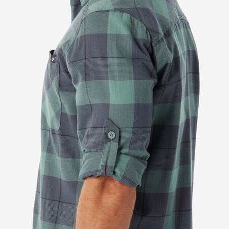 Сорочка чоловіча TRAVEL 500 WARM для туризму зелена