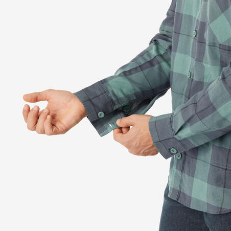 Сорочка чоловіча TRAVEL 500 WARM для туризму зелена