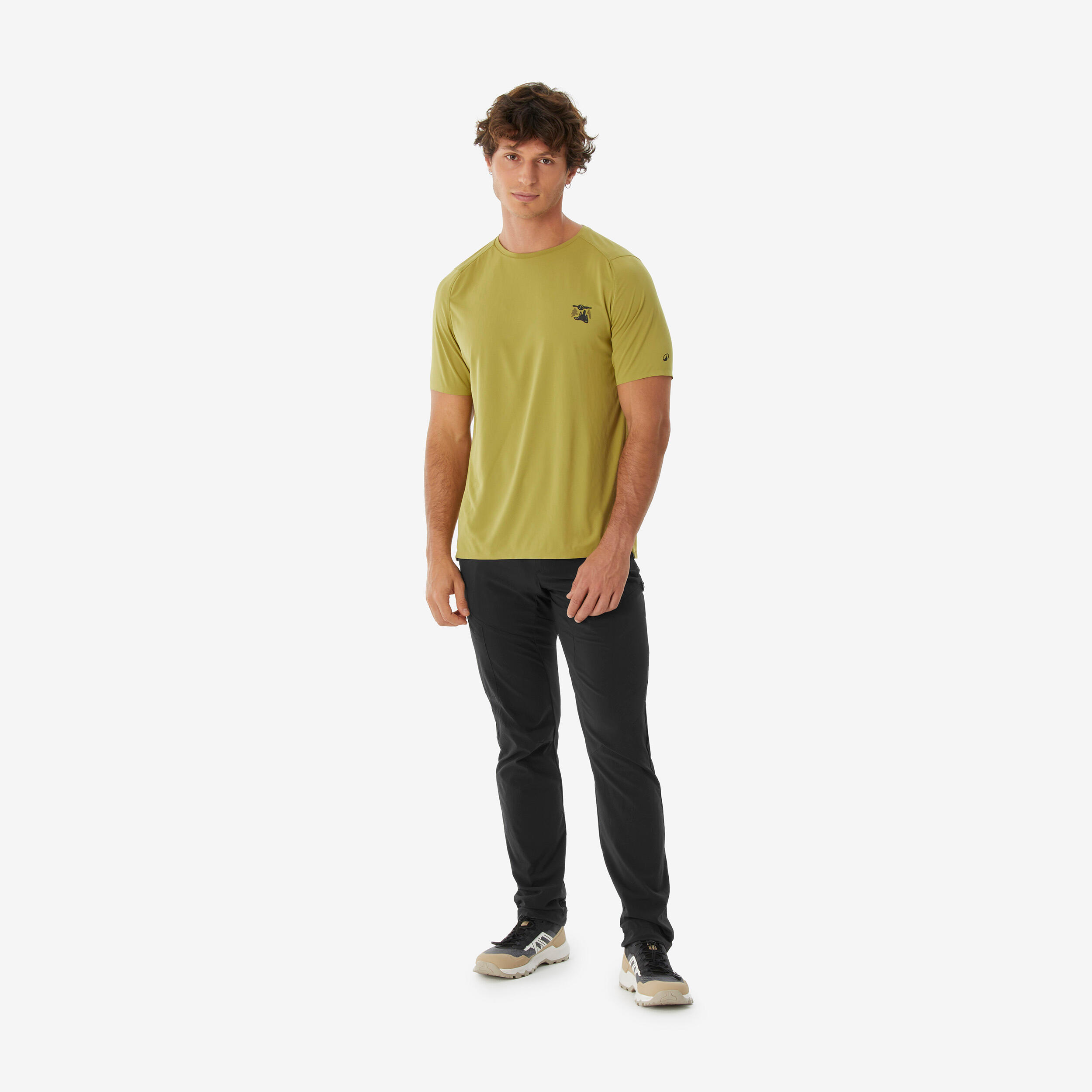 T-shirt de randonnée montagne manches courtes homme, MH500 vert 2/6