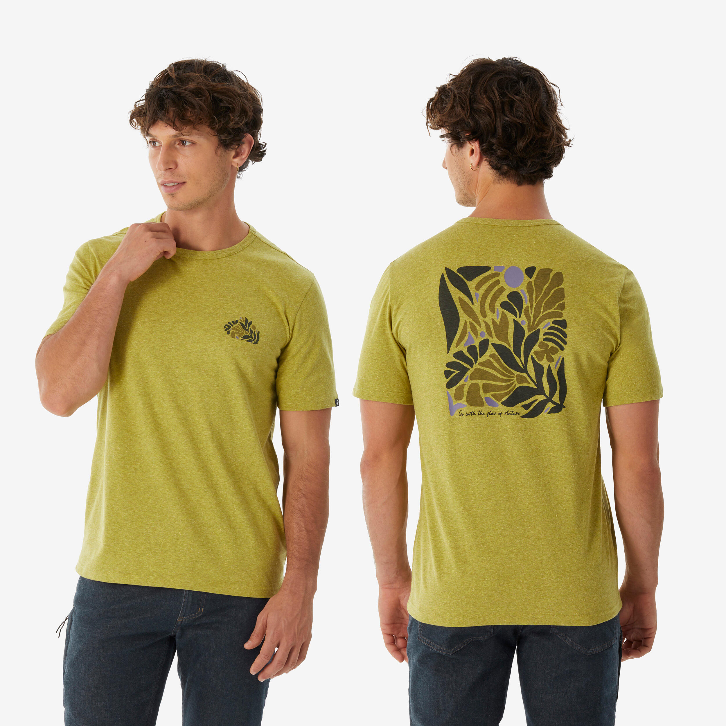 Men’s short-sleeved hiking T-shirt, NH100 - Khaki