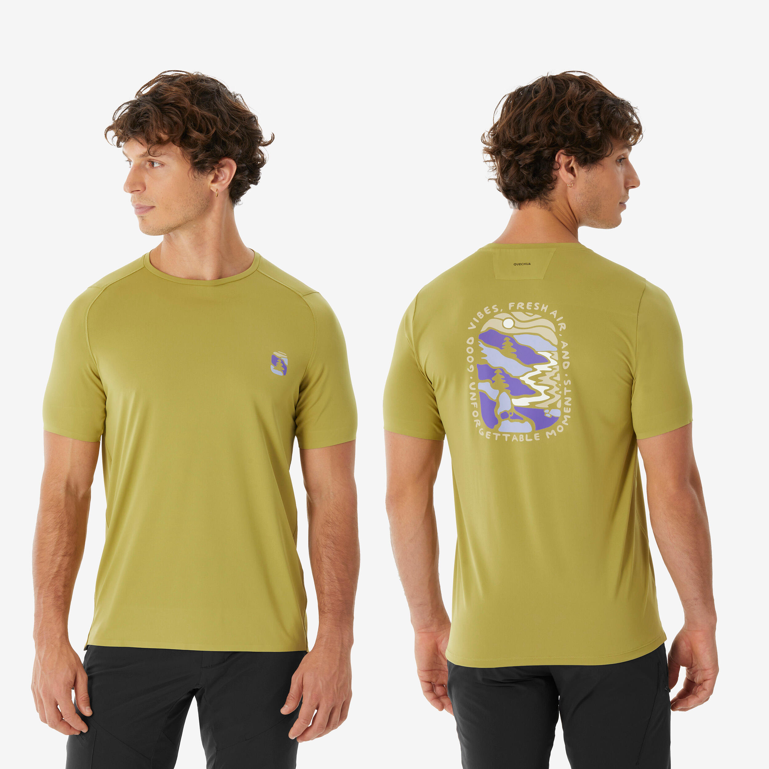 quechua Men’s short-sleeved mountain hiking T-shirt, MH500 - Khaki-picture-27