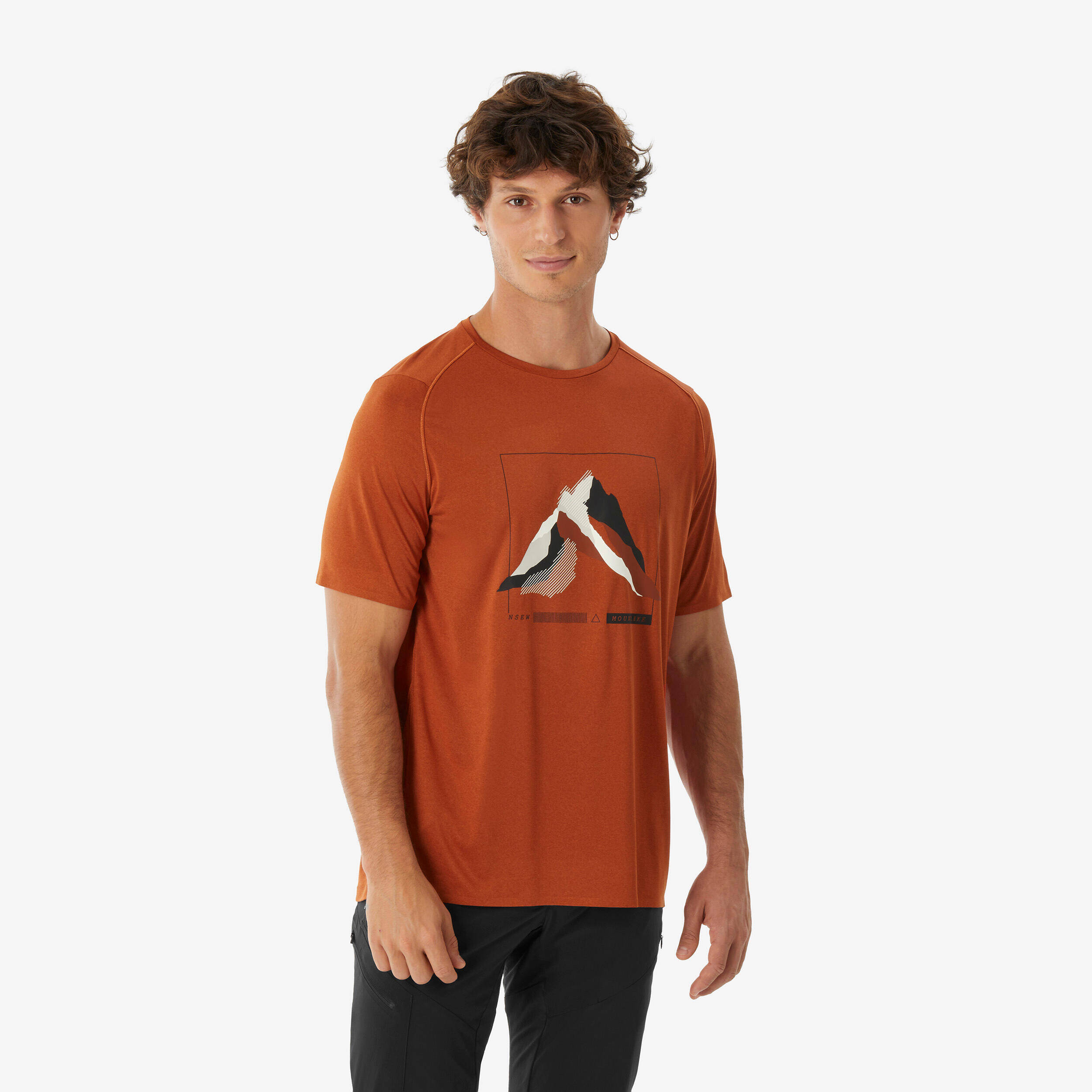 Men’s short-sleeved hiking T-shirt, MH500 - Orange -  1
