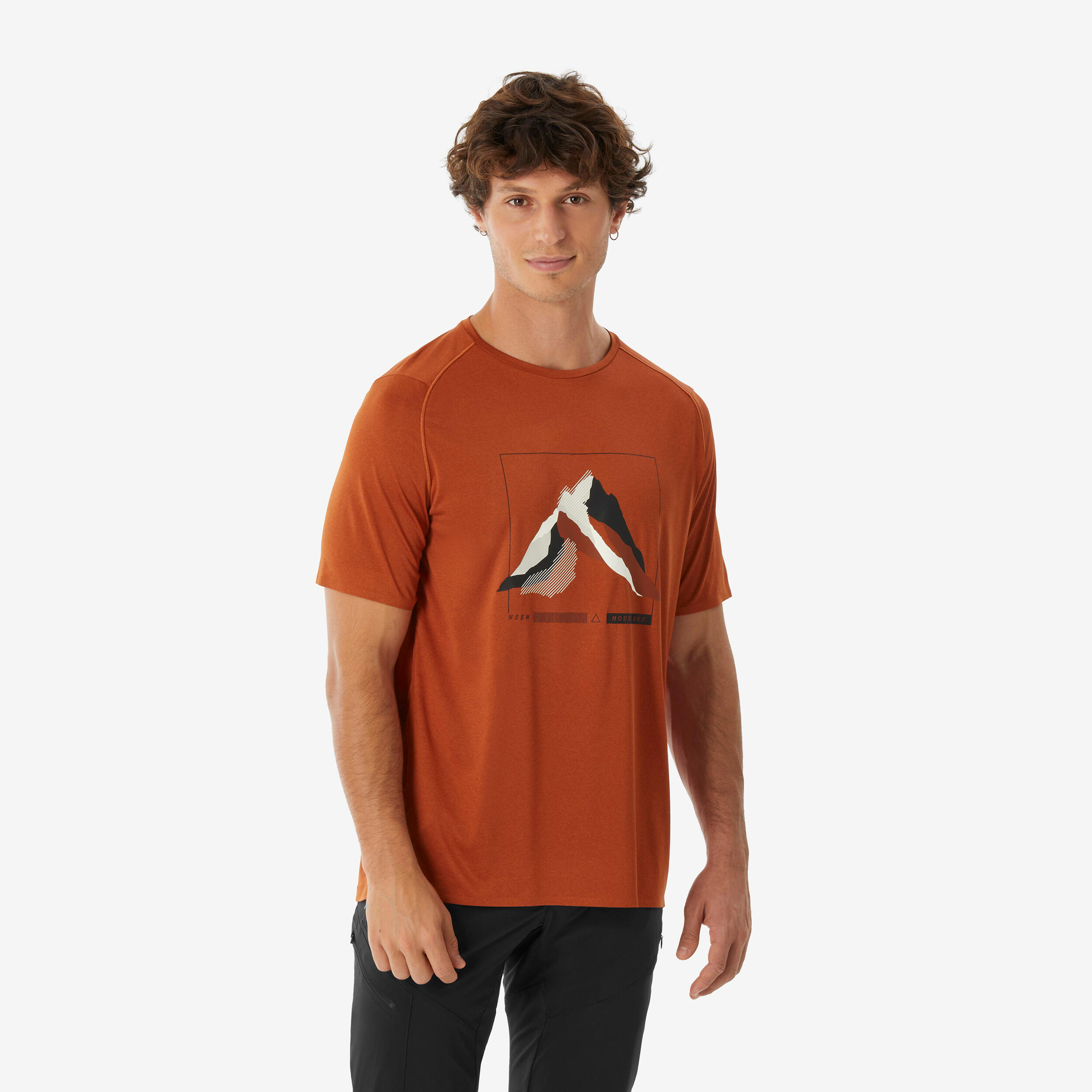 T-shirt de randonnée montagne manches courtes homme, MH500 orange