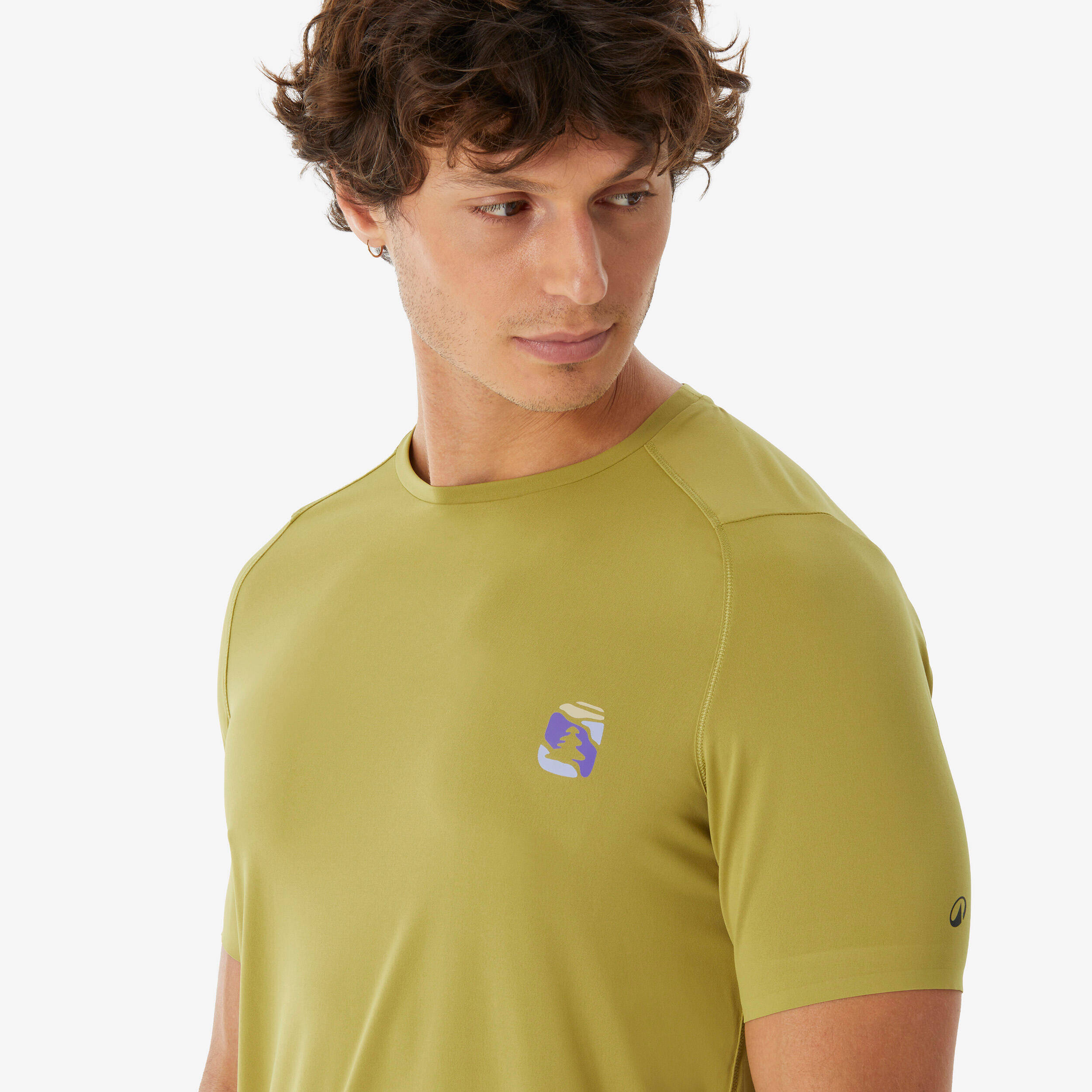 Men’s short-sleeved mountain hiking T-shirt, MH500 - Khaki -  4