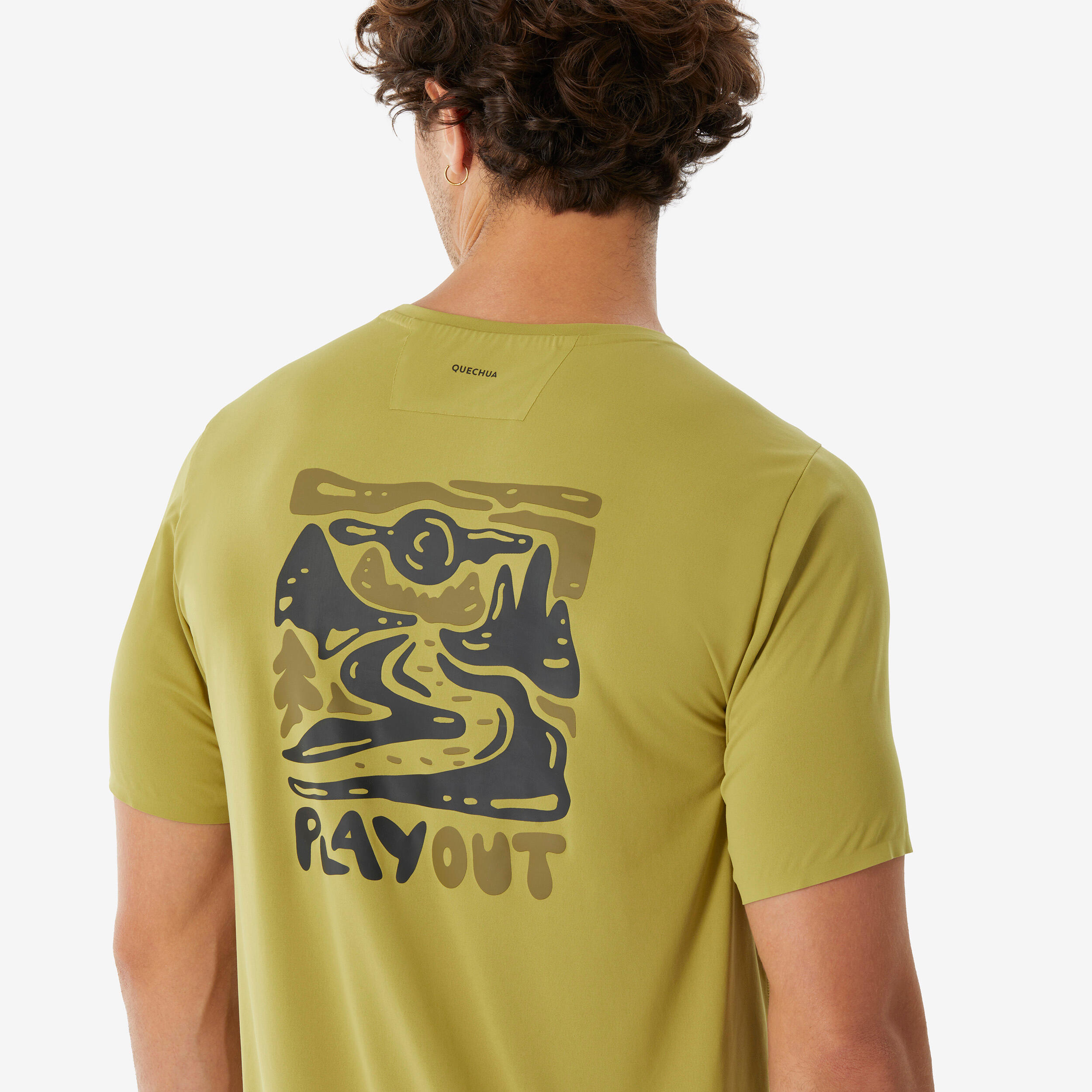 T-shirt de randonnée montagne manches courtes homme, MH500 vert 3/6
