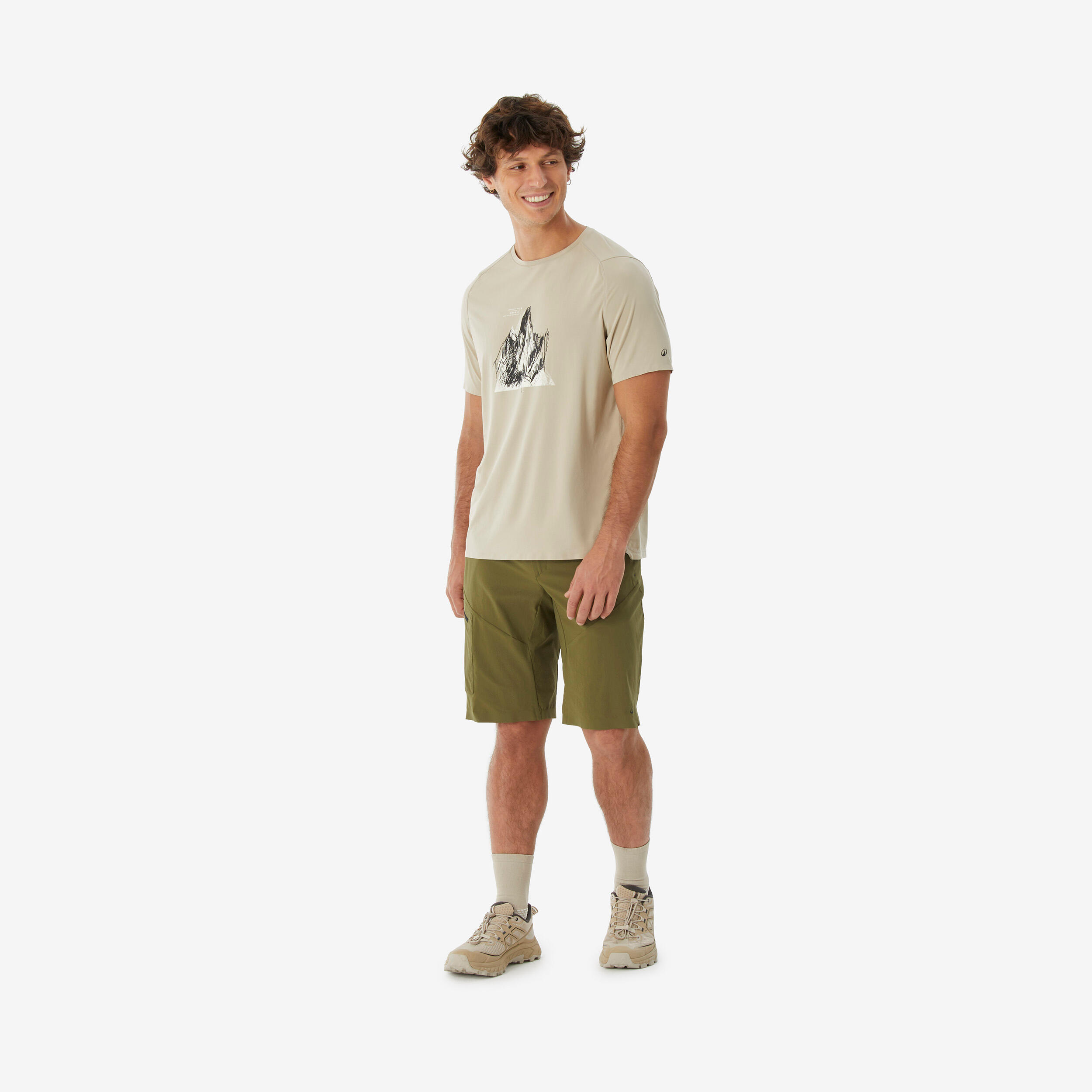 Short de randonnée long homme, MH500 khaki 2/5