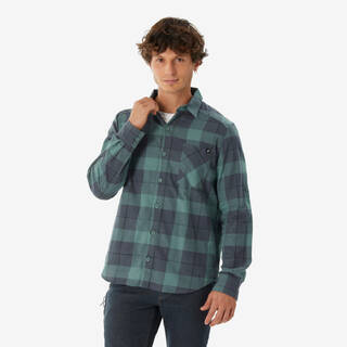Men’s long-sleeved hiking shirt TRAVEL 500 Warm - Green