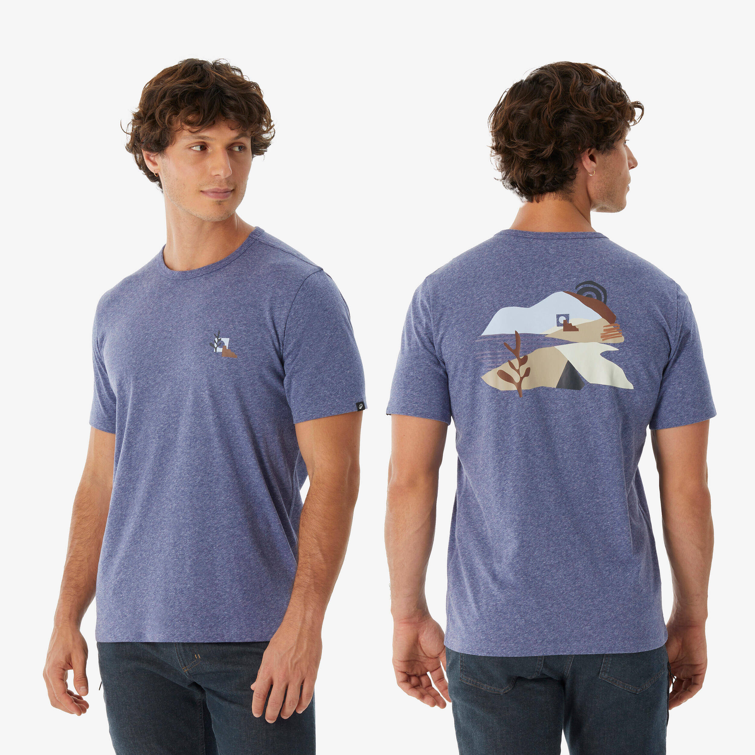 Men’s short-sleeved hiking T-shirt, NH100 - Purple -  1