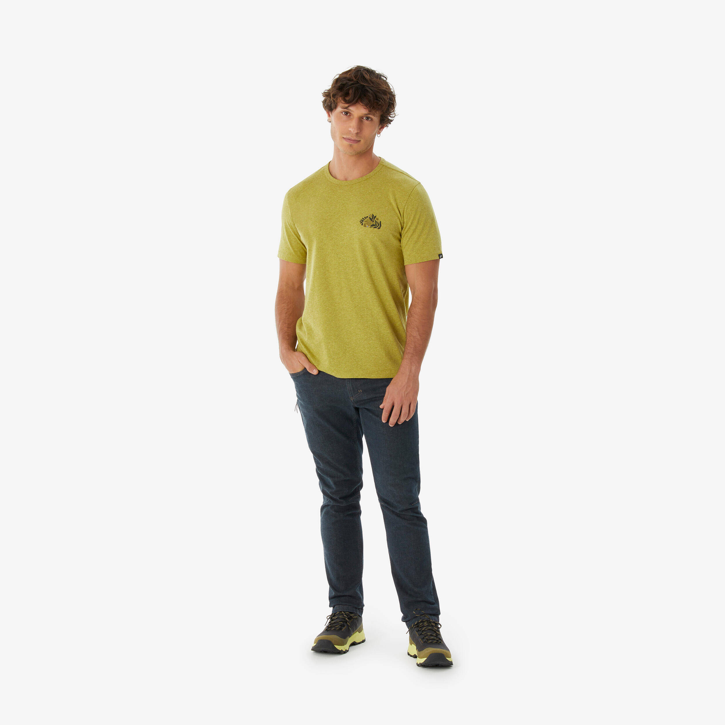 Men’s short-sleeved hiking T-shirt, NH100 - Khaki -  2