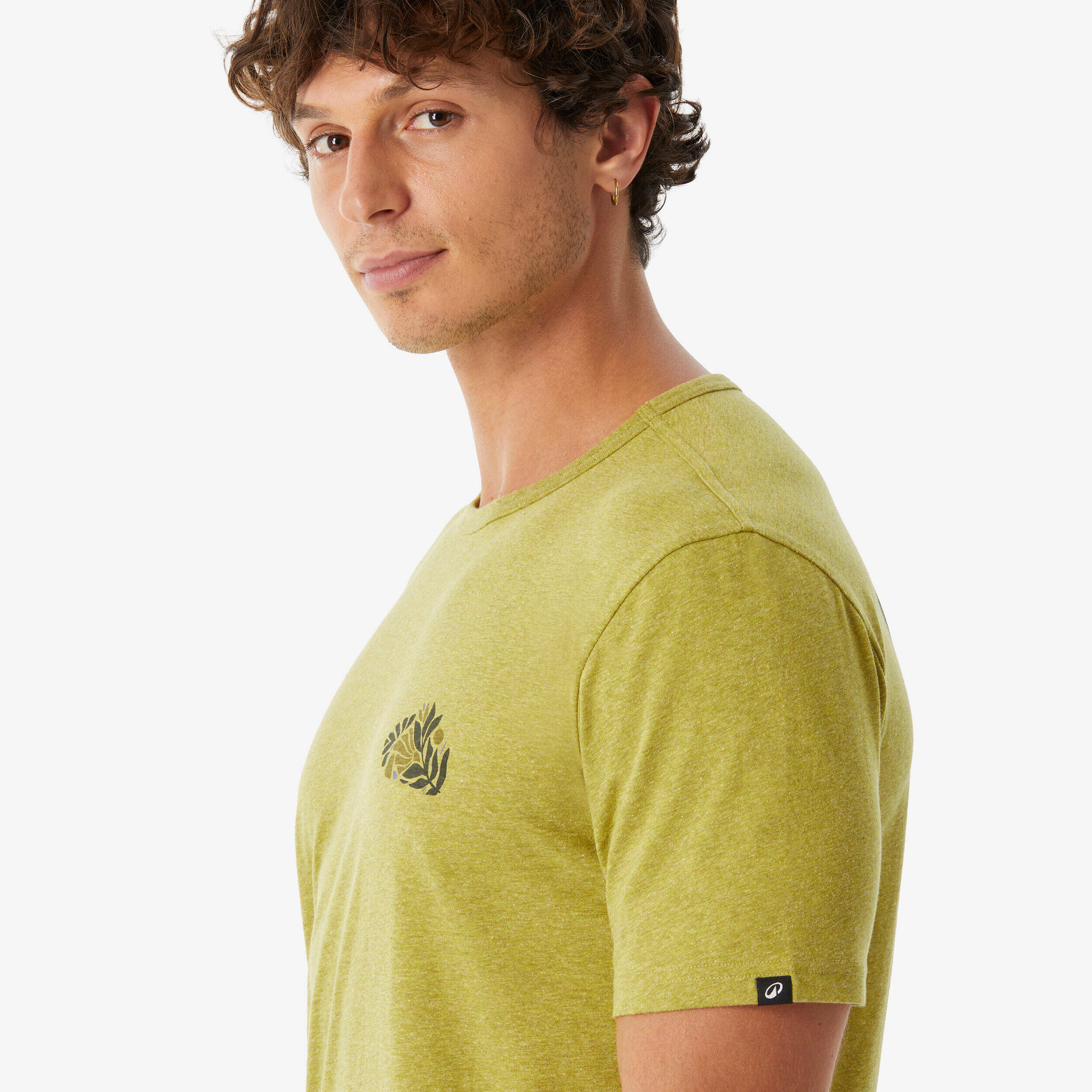 Men’s short-sleeved hiking T-shirt, NH100 - Khaki -  4