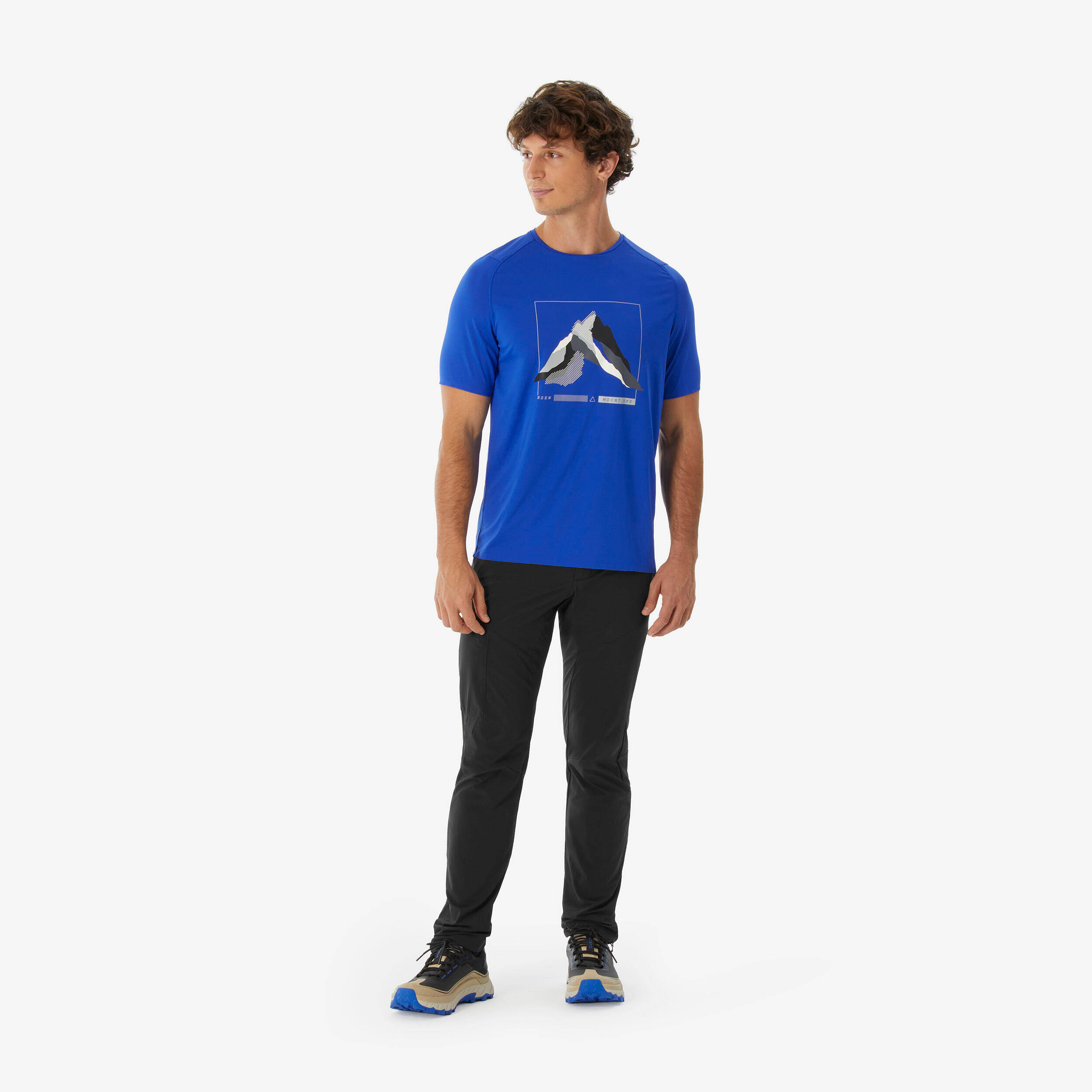 Men’s short-sleeved mountain hiking T-shirt, MH500 - Blue -  2