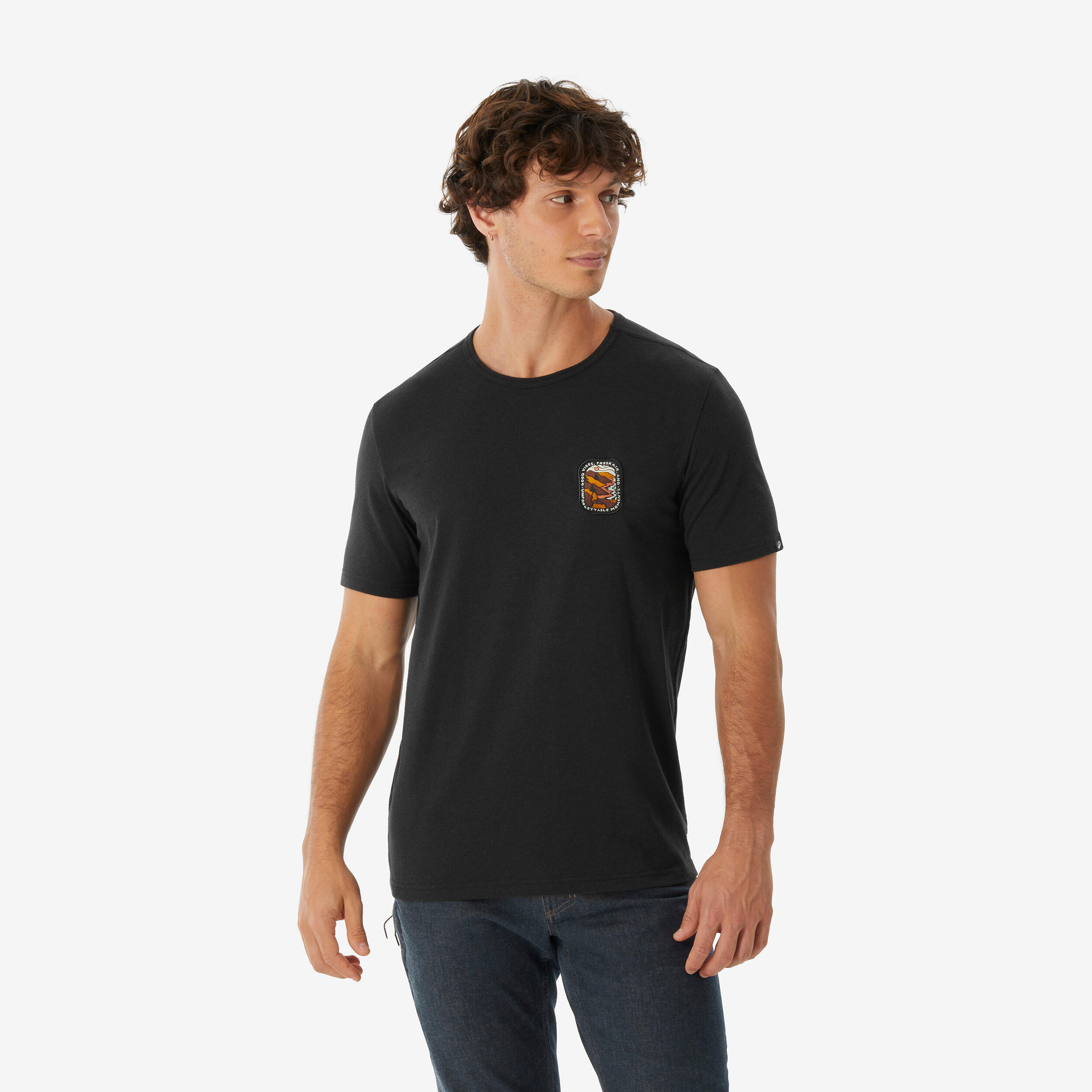 Men’s short-sleeved hiking T-shirt, NH100 - Black