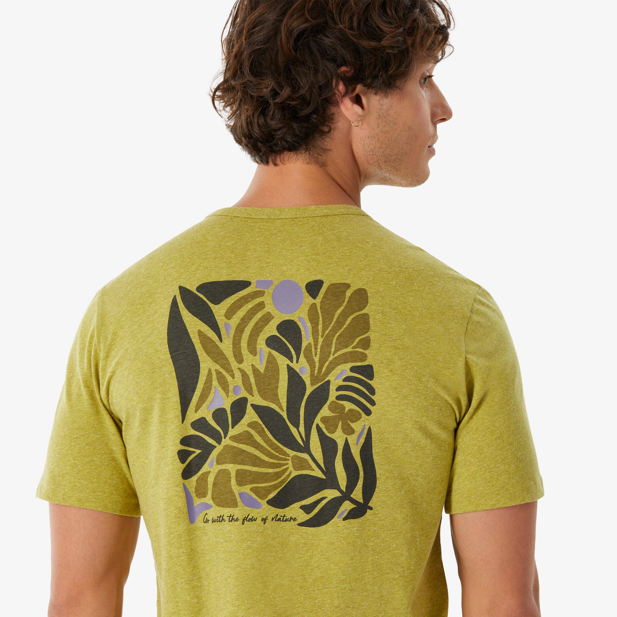 Men’s short-sleeved hiking T-shirt, NH100 - Khaki -  3