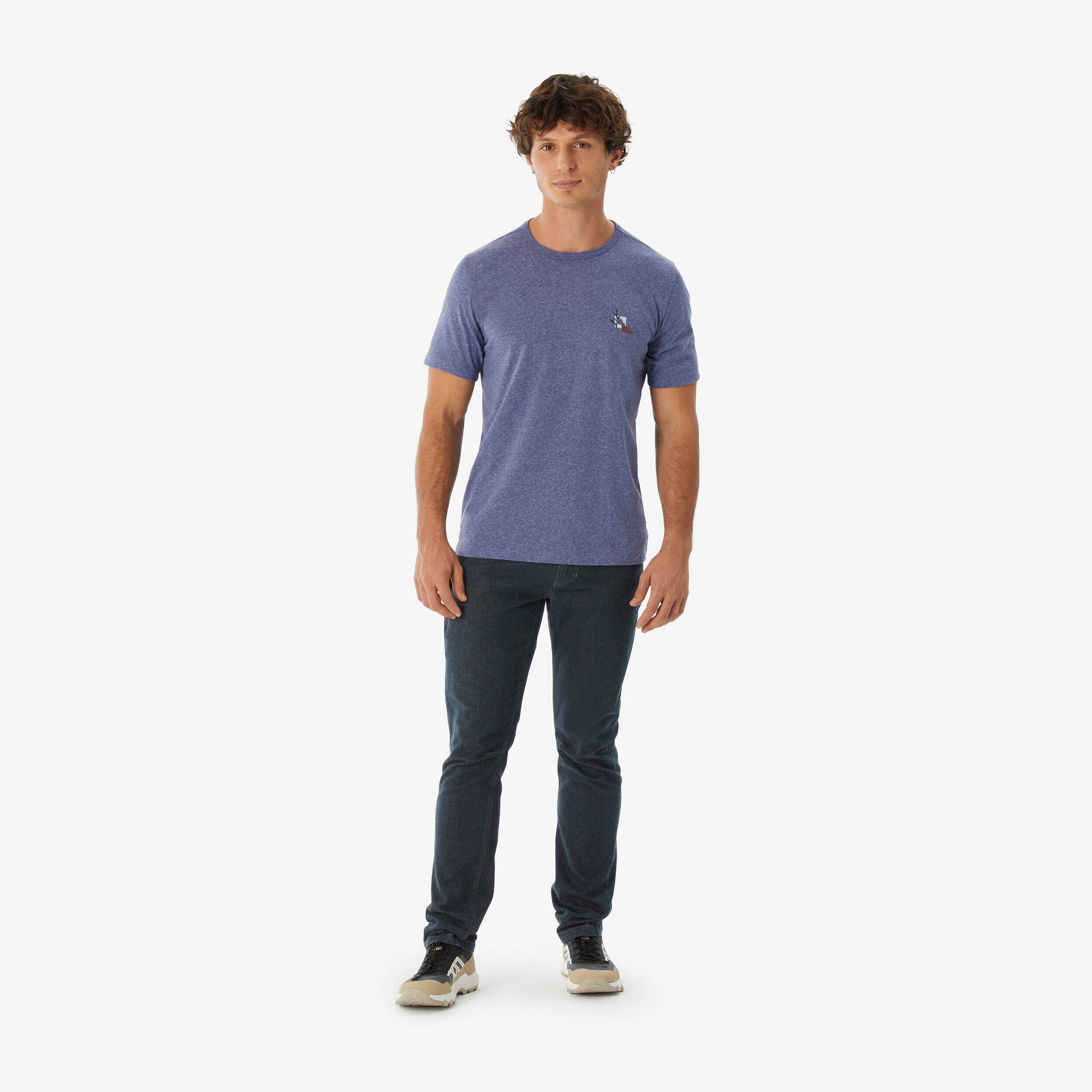 Men’s short-sleeved hiking T-shirt, NH100 - Purple -  2