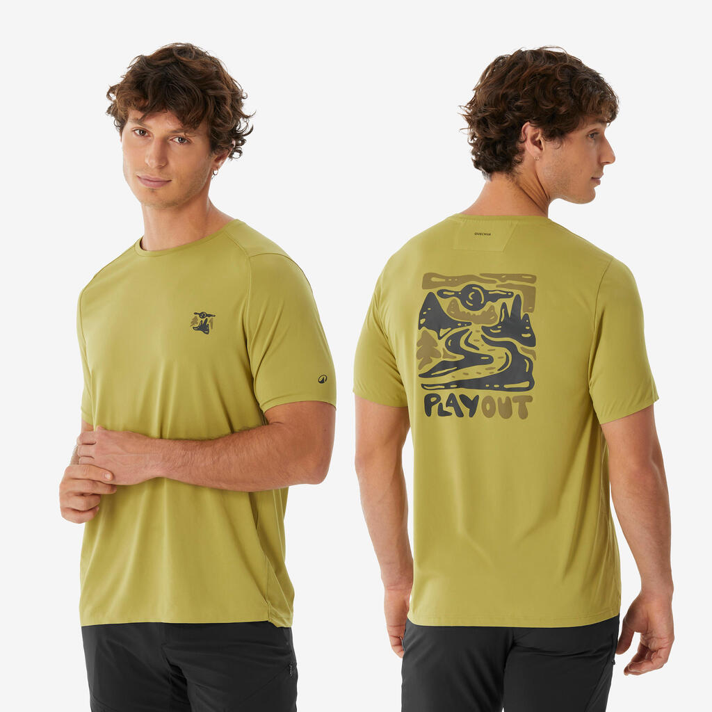 Zelena muška majica za hajking kratkih rukava, MH500