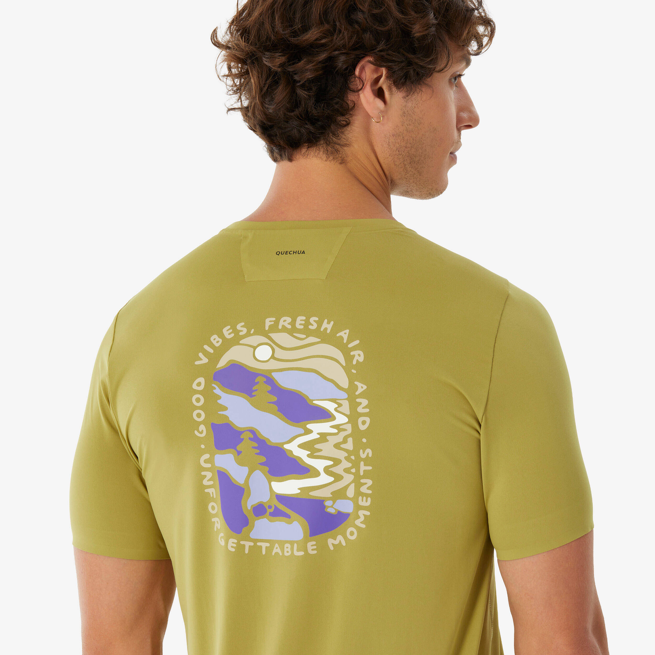 Men’s short-sleeved mountain hiking T-shirt, MH500 - Khaki -  3