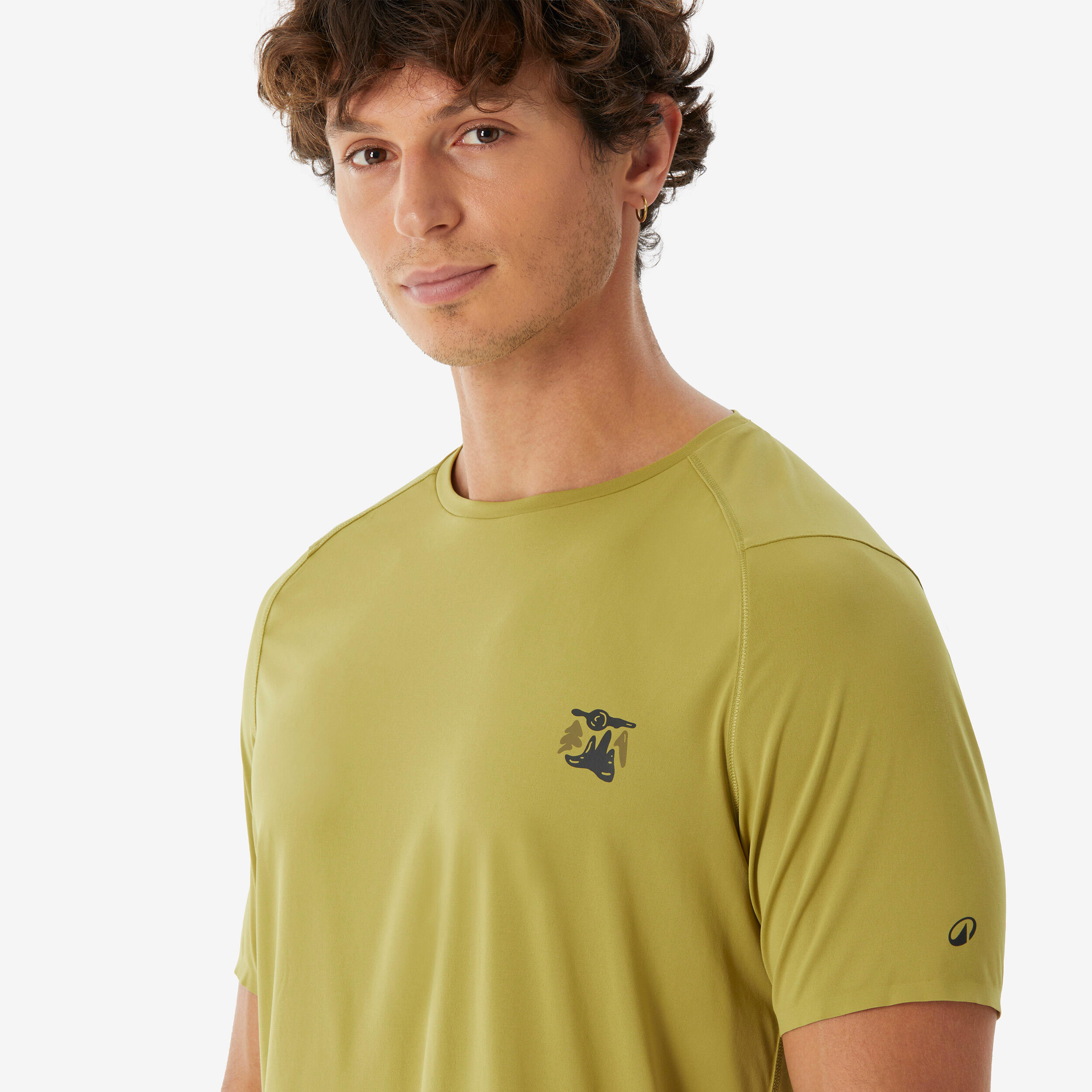 T-shirt de randonnée montagne manches courtes homme, MH500 vert 5/6