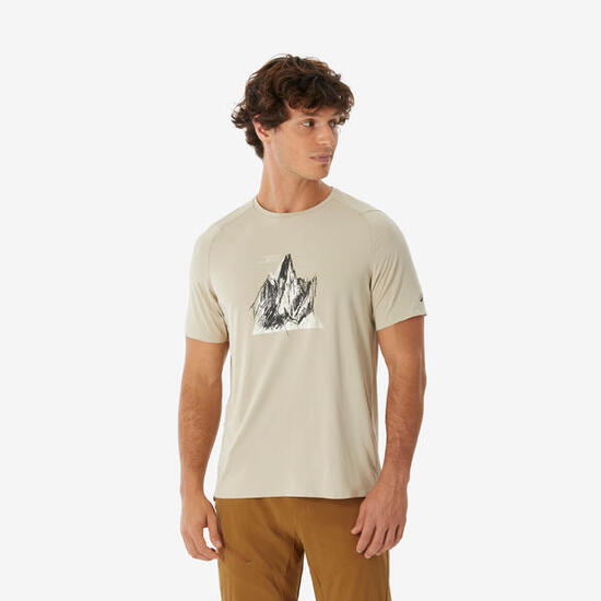 T-shirt de randonnée montagne manches courtes homme, MH500 beige