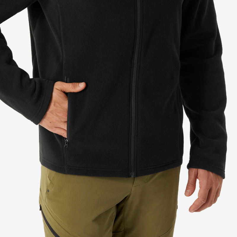 Polaire de randonnée montagne homme, MH100 demi zip noir