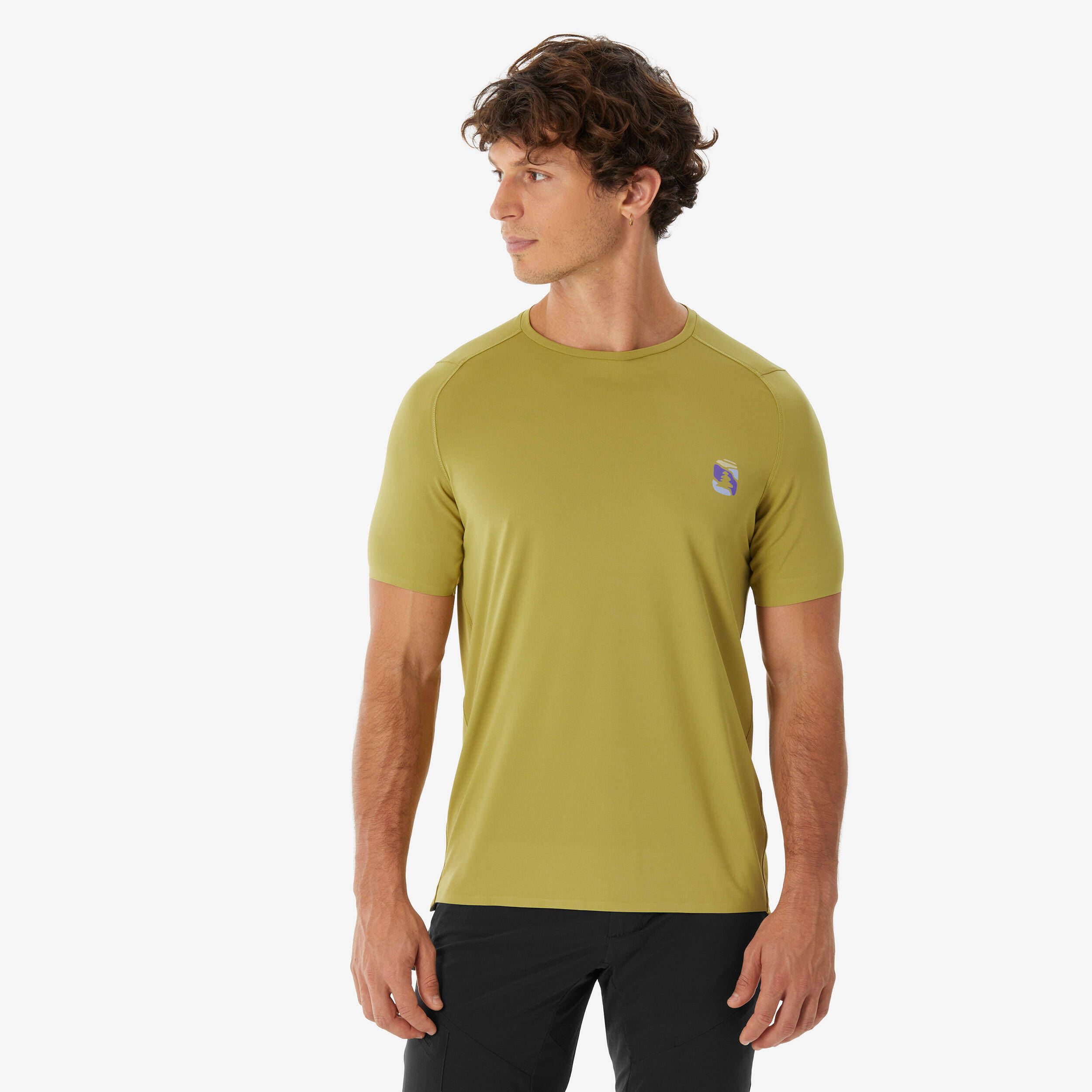 Men’s short-sleeved mountain hiking T-shirt, MH500 - Khaki -  5