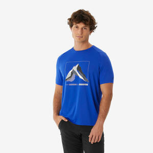 Camiseta de montaña y trekking manga corta Hombre Quechua MH500 azul