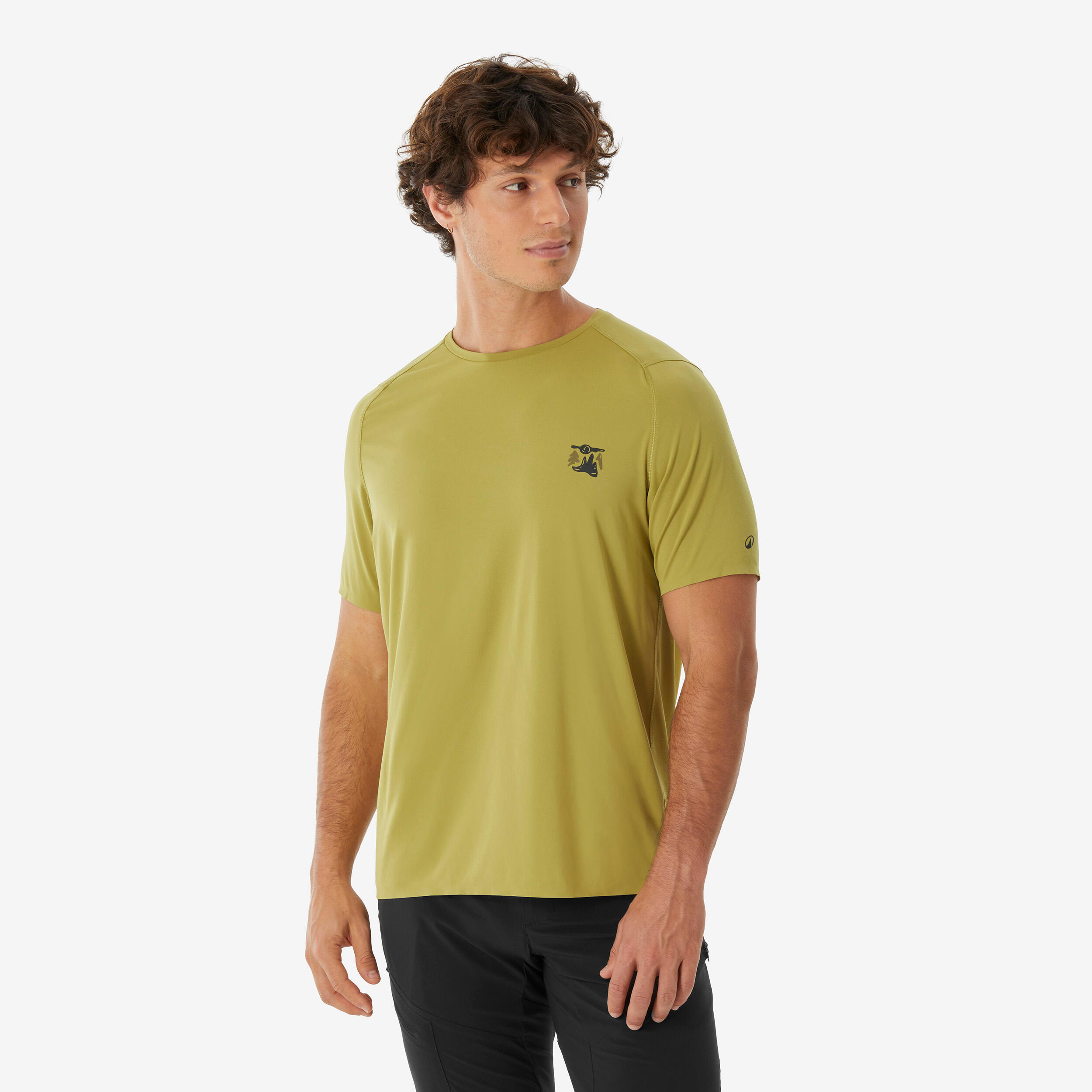 T-shirt de randonnée montagne manches courtes homme, MH500 vert 4/6