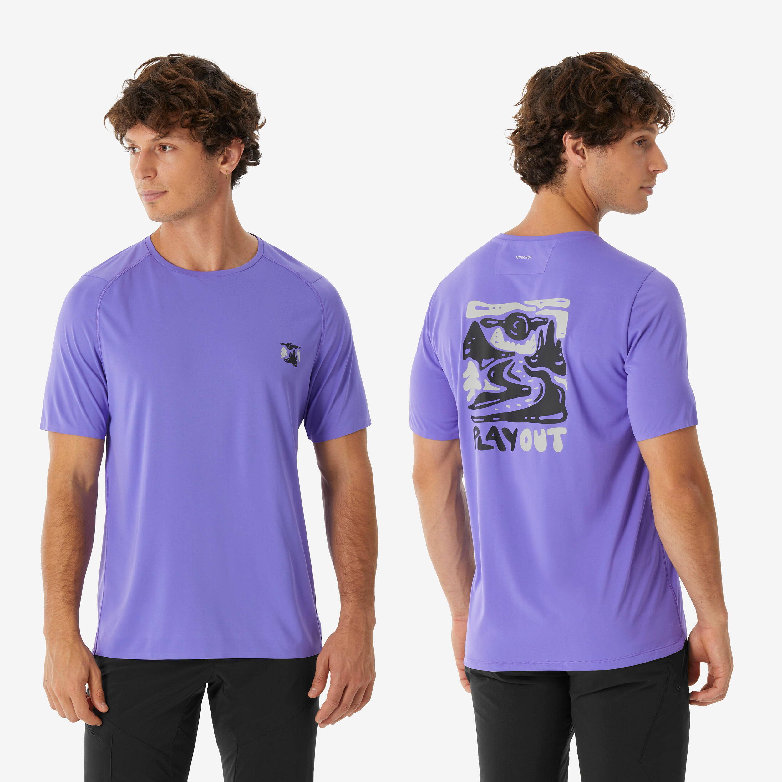 T-shirt de randonnée montagne manches courtes homme, MH500 violet