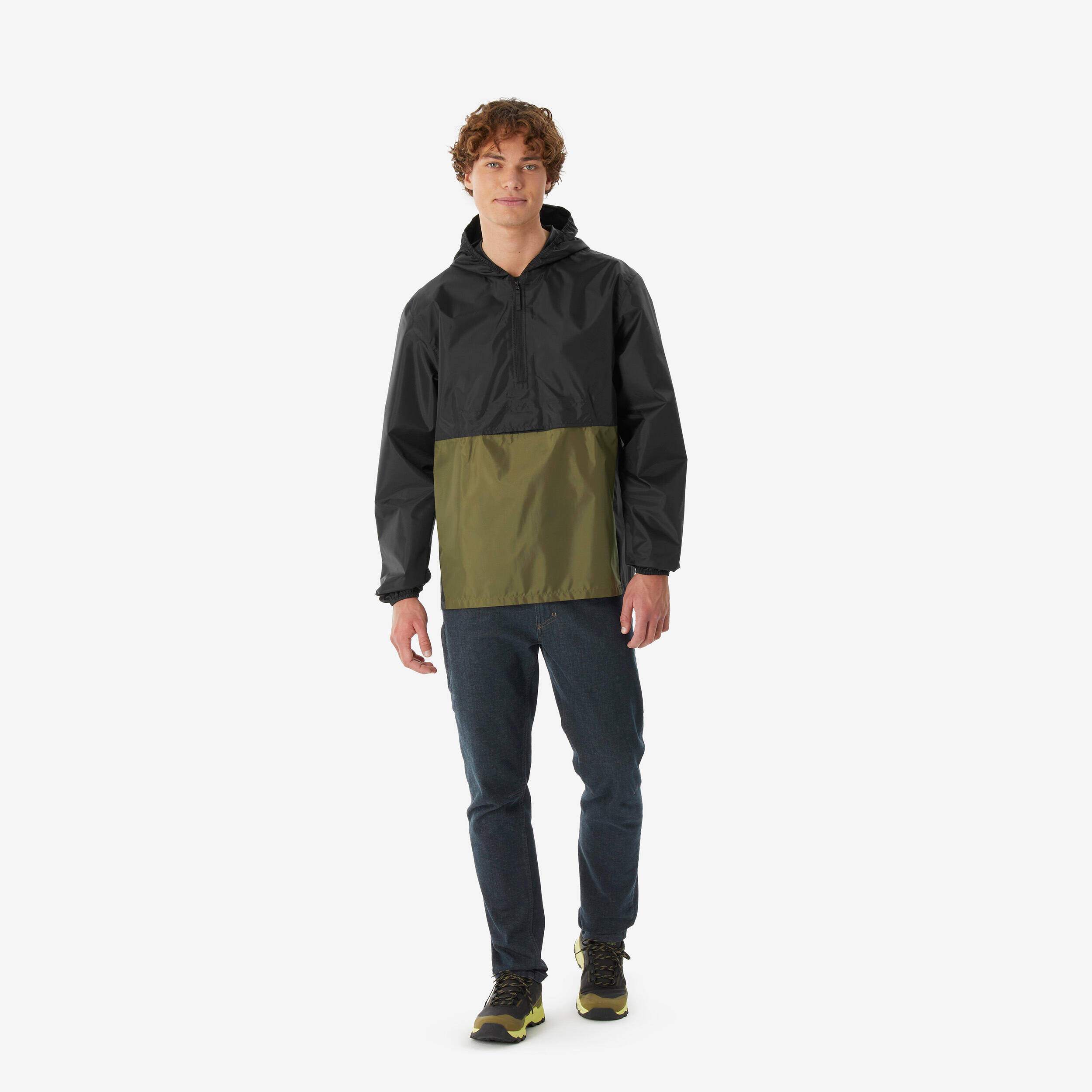 Men’s windproof and waterproof hiking jacket, Raincut 1/2 Zip - Black -  2