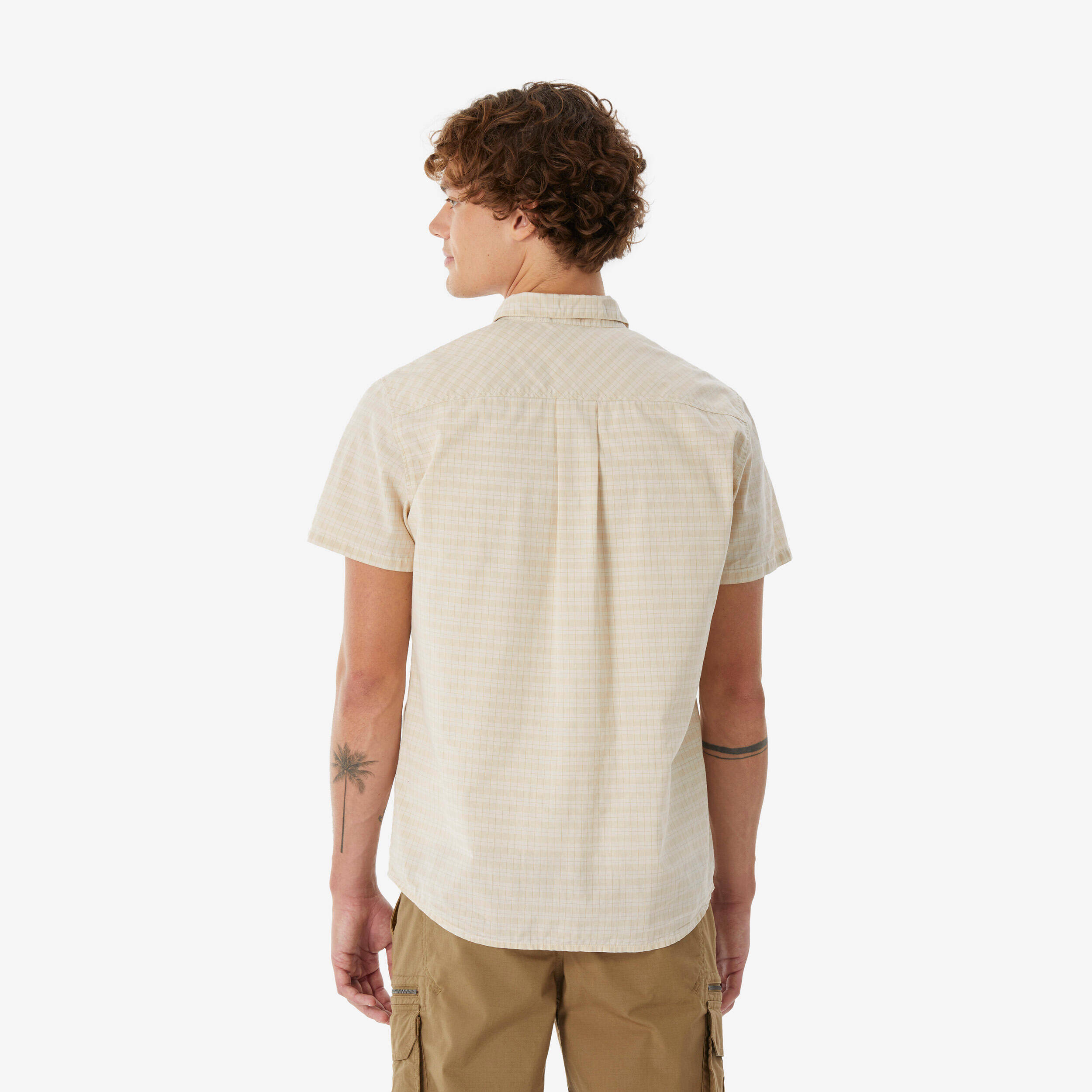 Men’s short-sleeved hiking shirt NH100 - beige -  3