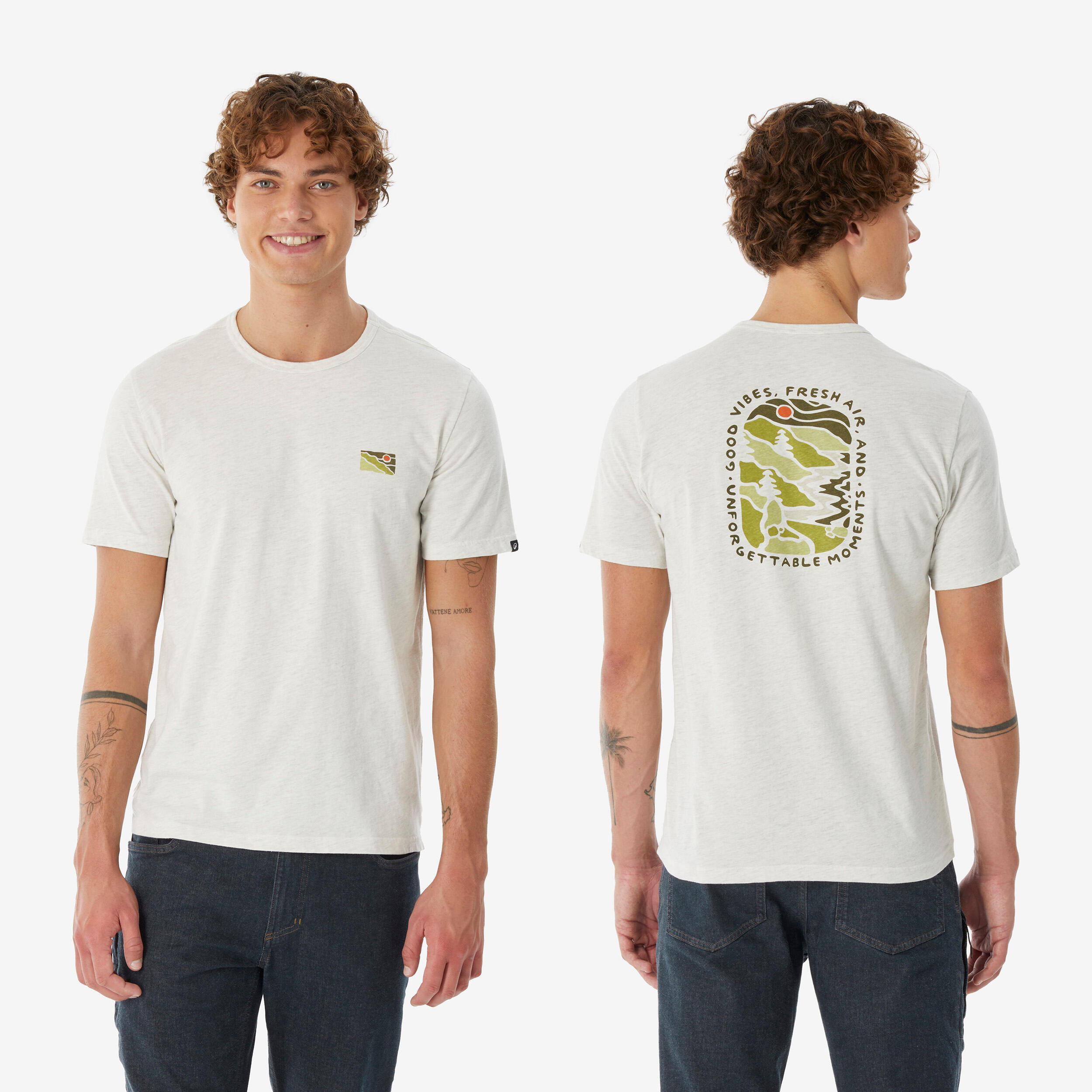 Men’s short-sleeved hiking t-shirt, NH100 white