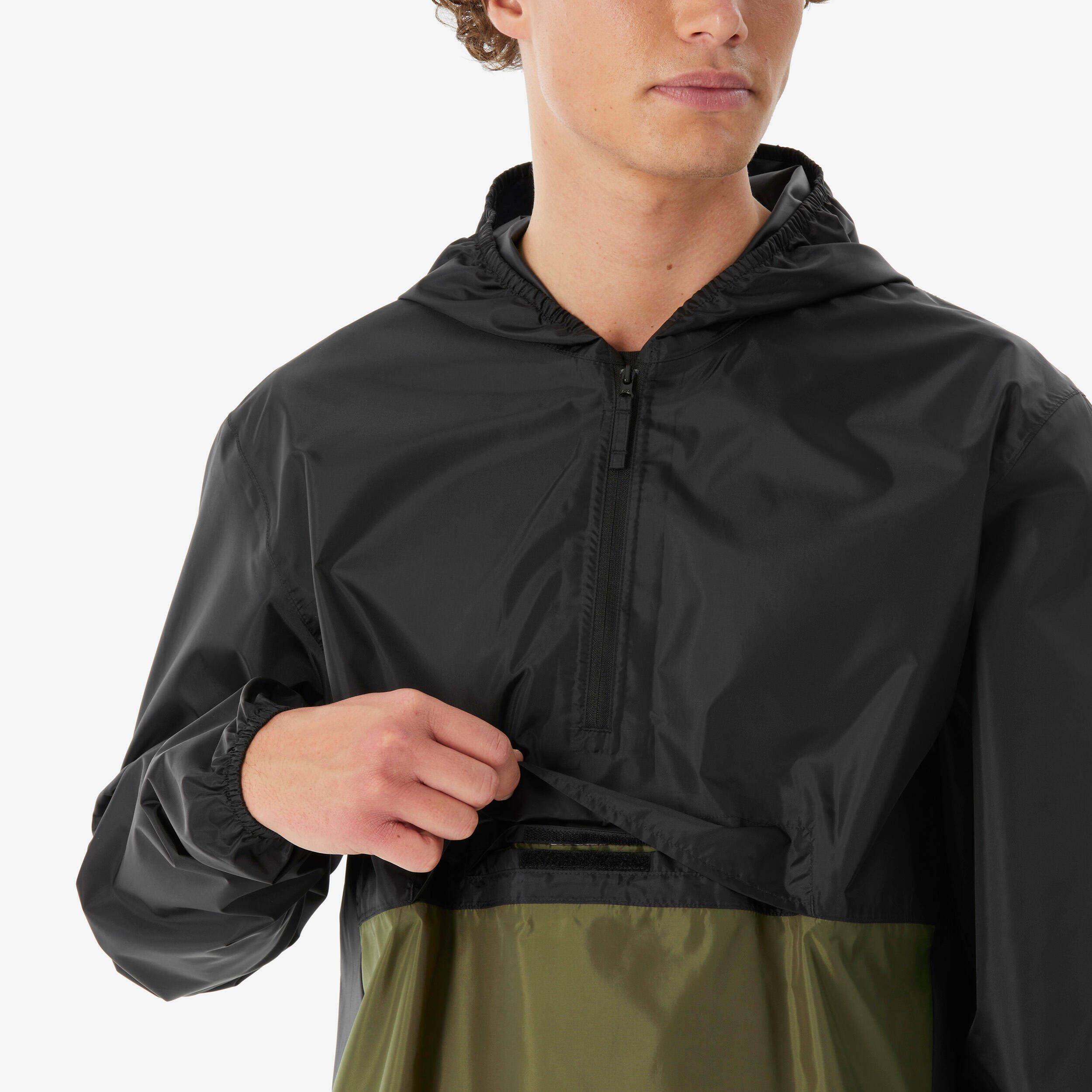 Men’s windproof and waterproof hiking jacket, Raincut 1/2 Zip - Black -  5