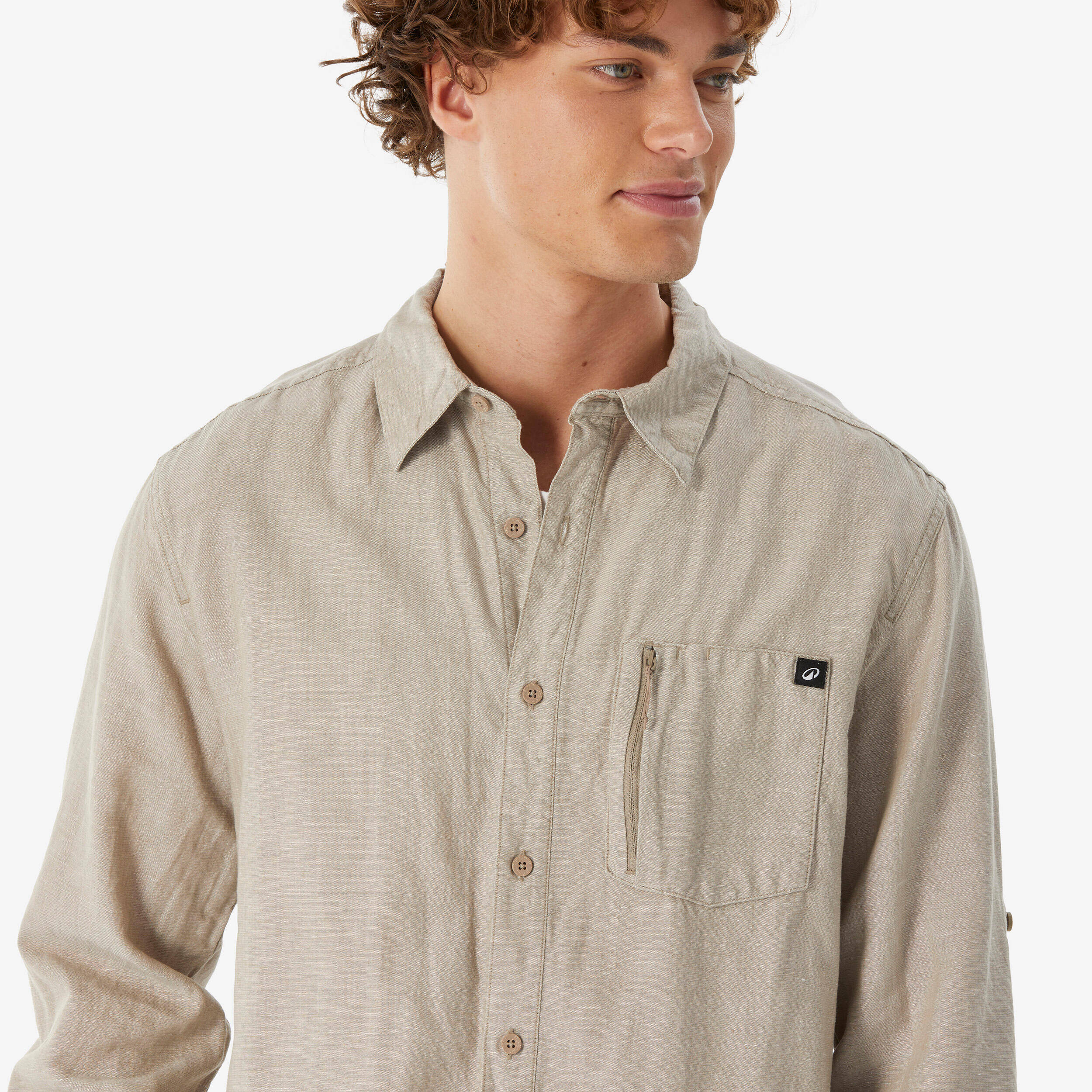 Men’s long-sleeved hiking shirt NH500 - beige -  4