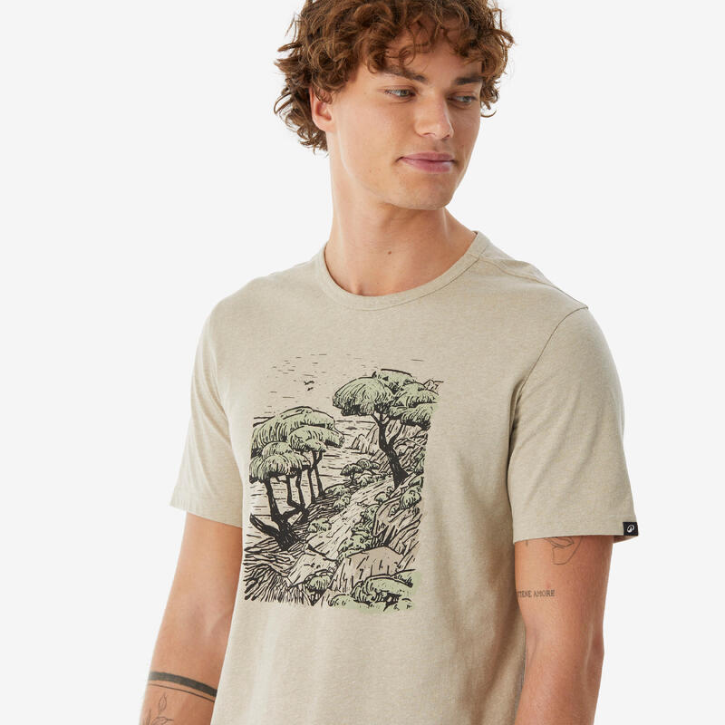 Tricou de drumeție NH100 bej bărbați