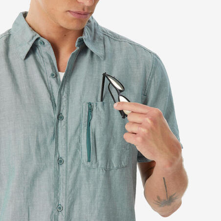 Сорочка чоловіча NH500 для туризму зелена