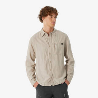 Men’s long-sleeved hiking shirt NH500 - beige