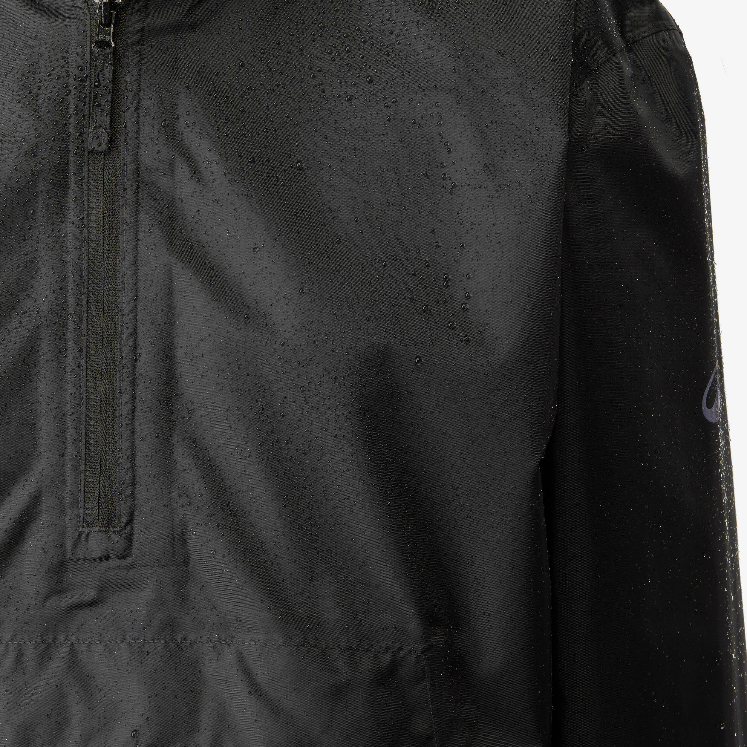 Raincoat Men Waterproof Half Zip Hiking Jacket with Compact Pouch - Black -  3