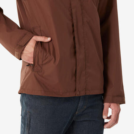 Куртка чоловіча NH500 для туризму водонепроникна коричнева
