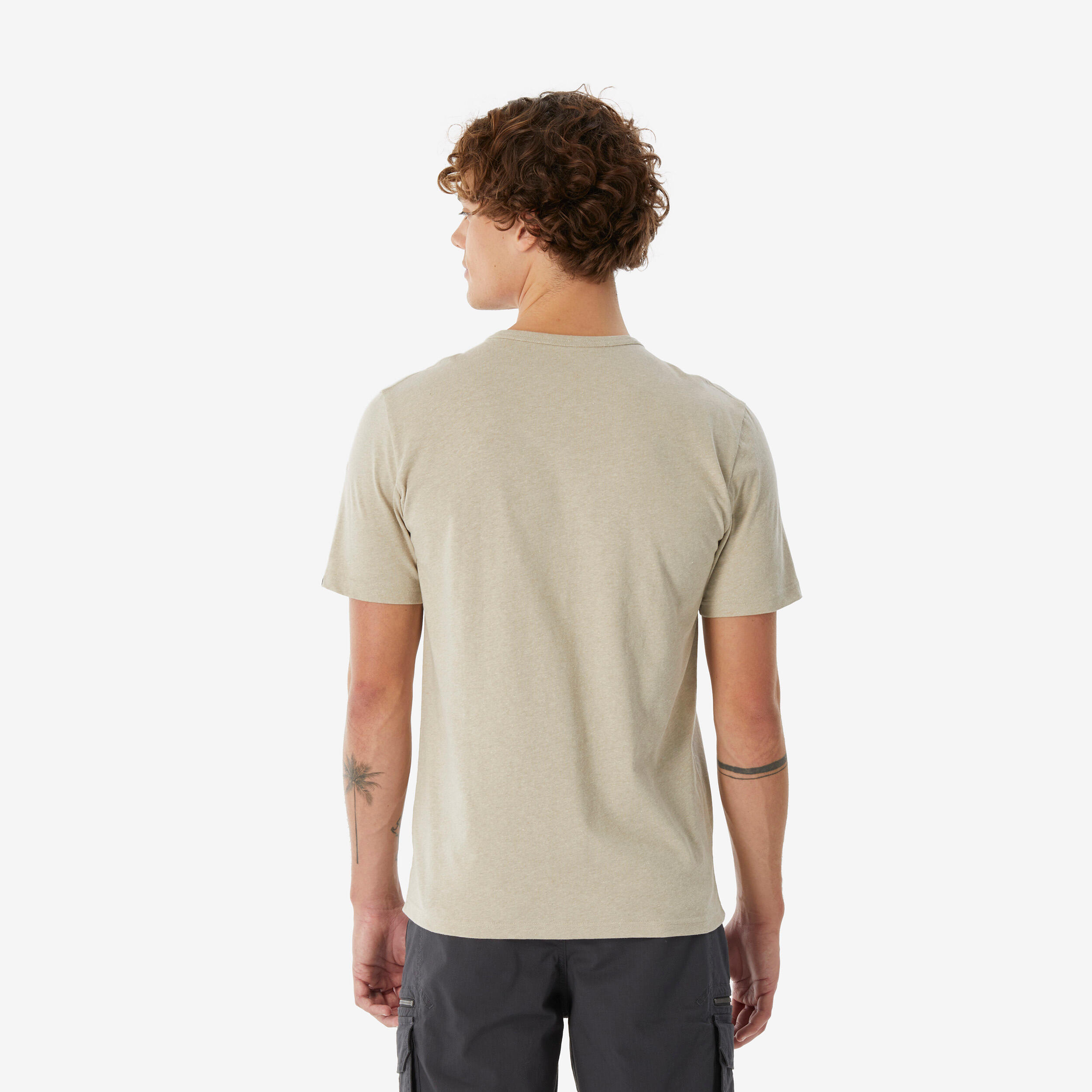 T-shirt de randonnée manches courtes homme, NH100 beige 3/4