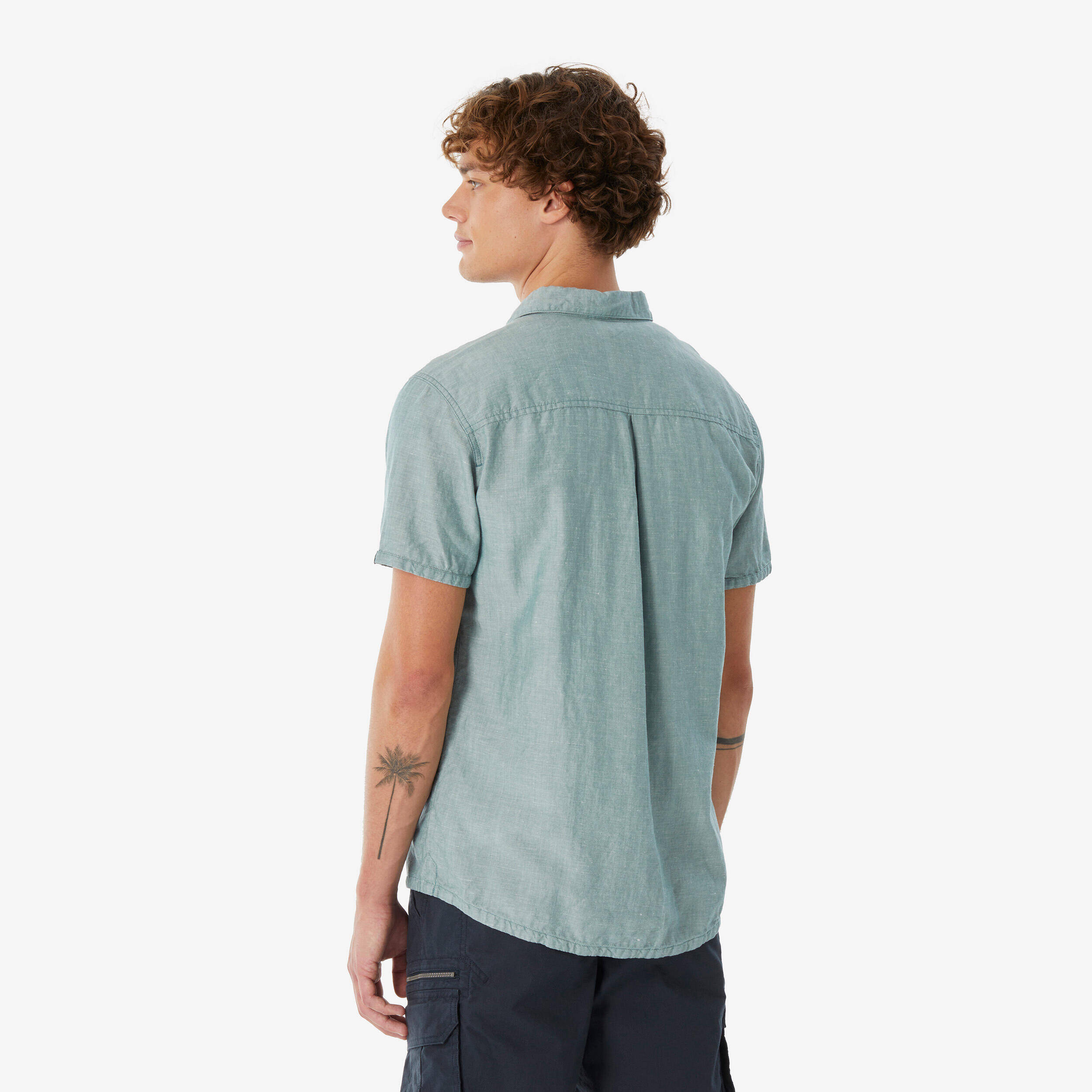 Men’s short-sleeved hiking shirt NH500 - green -  3