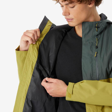 Куртка чоловіча NH500 для туризму водонепроникна зелена