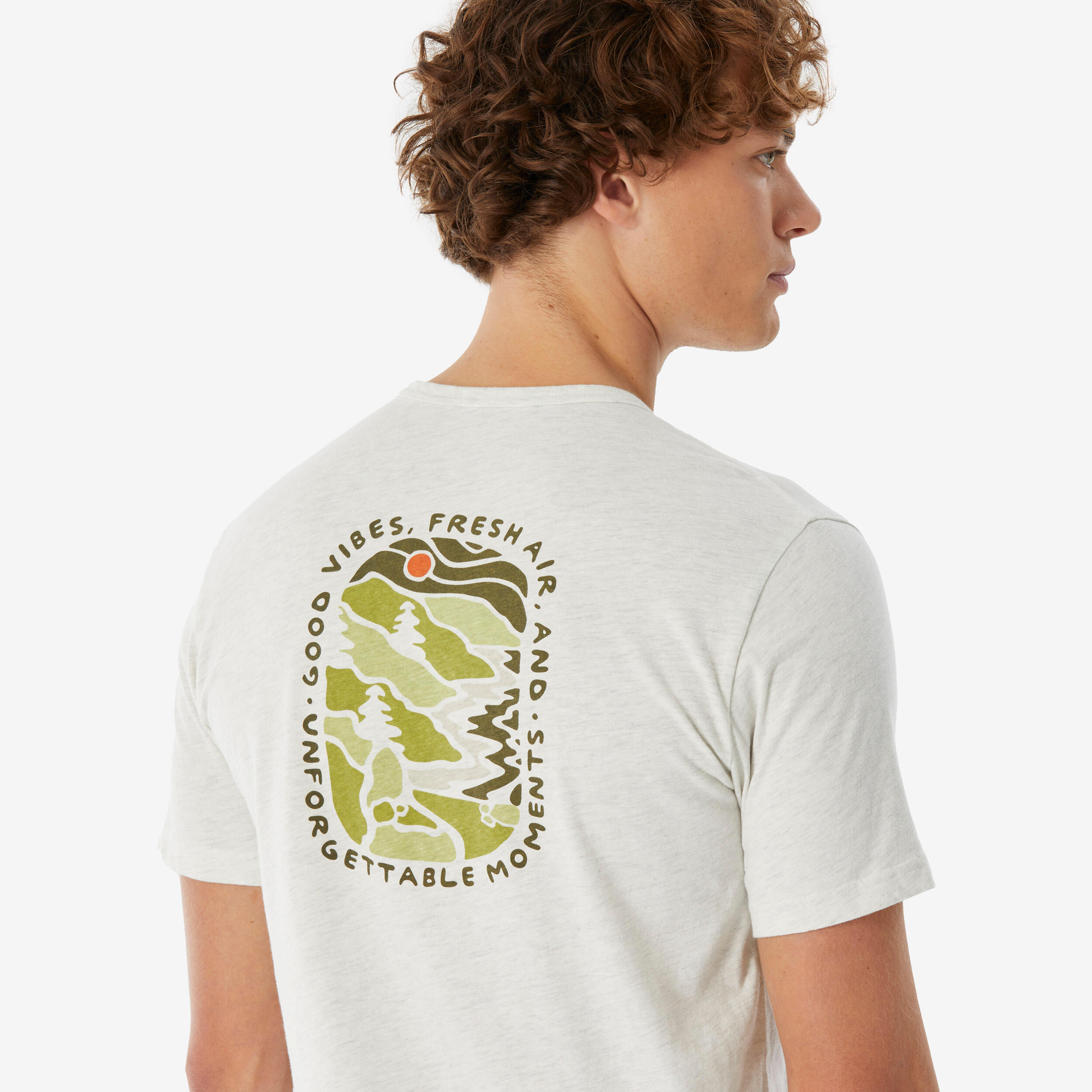 T-shirt de randonnée manches courtes homme, NH100 blanc 3/4