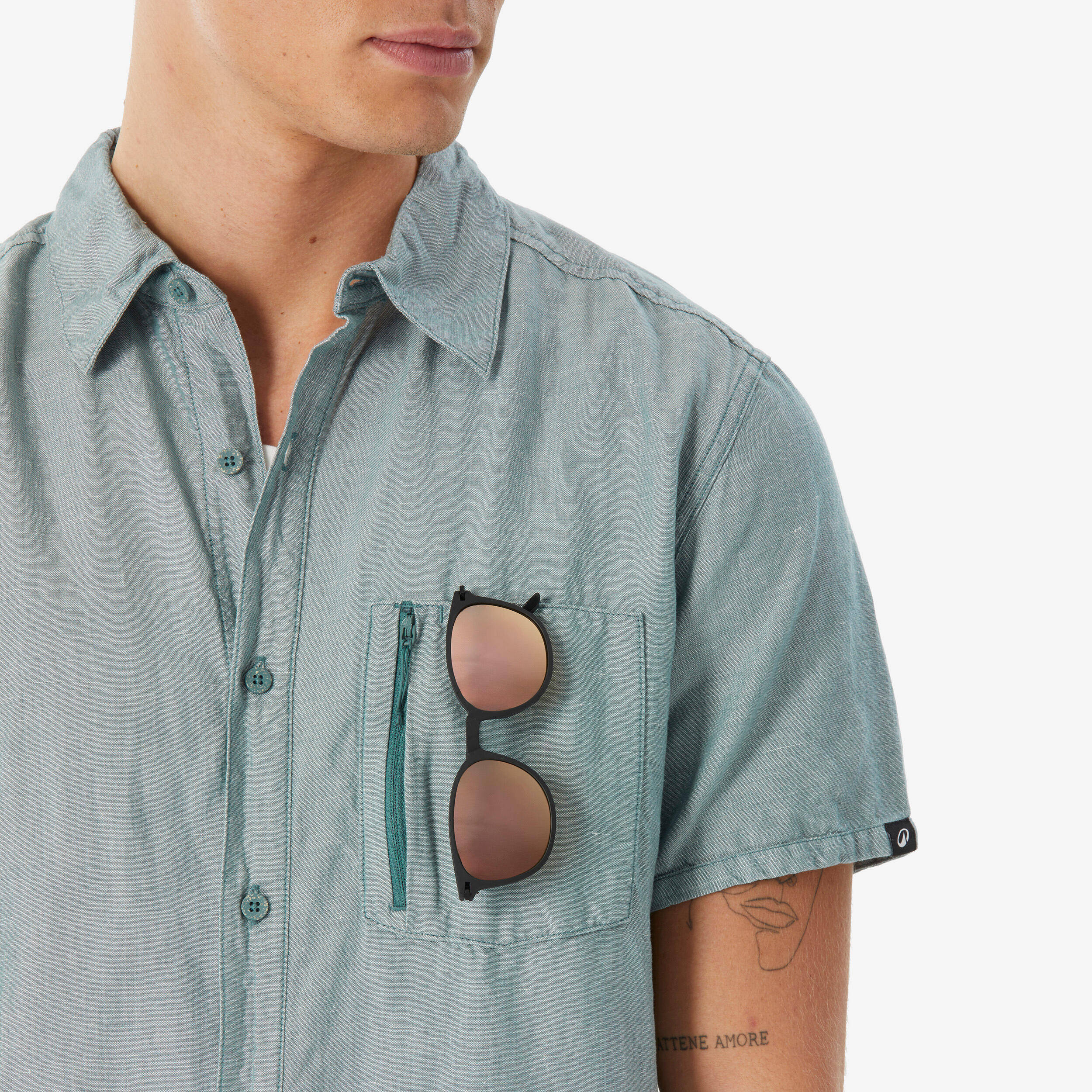 Men’s short-sleeved hiking shirt NH500 - green -  5