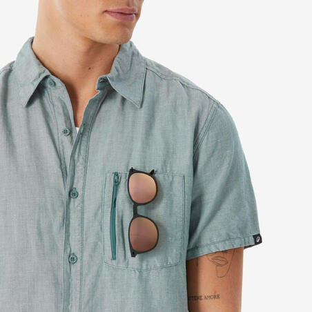 Сорочка чоловіча NH500 для туризму зелена