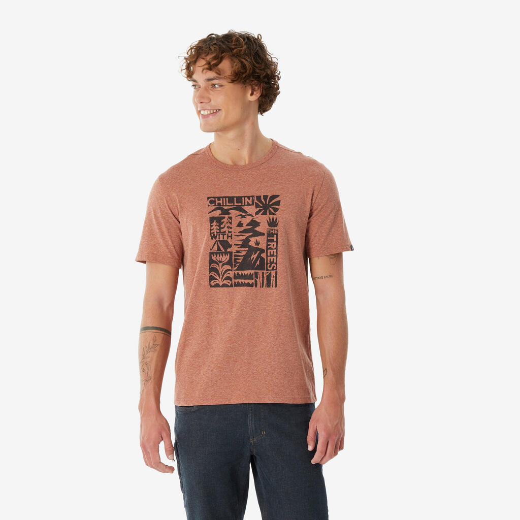Men’s Short-sleeved Hiking T-shirt NH100 - Brown