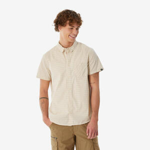 Camisa de montaña y trekking manga corta Hombre NH100 beige